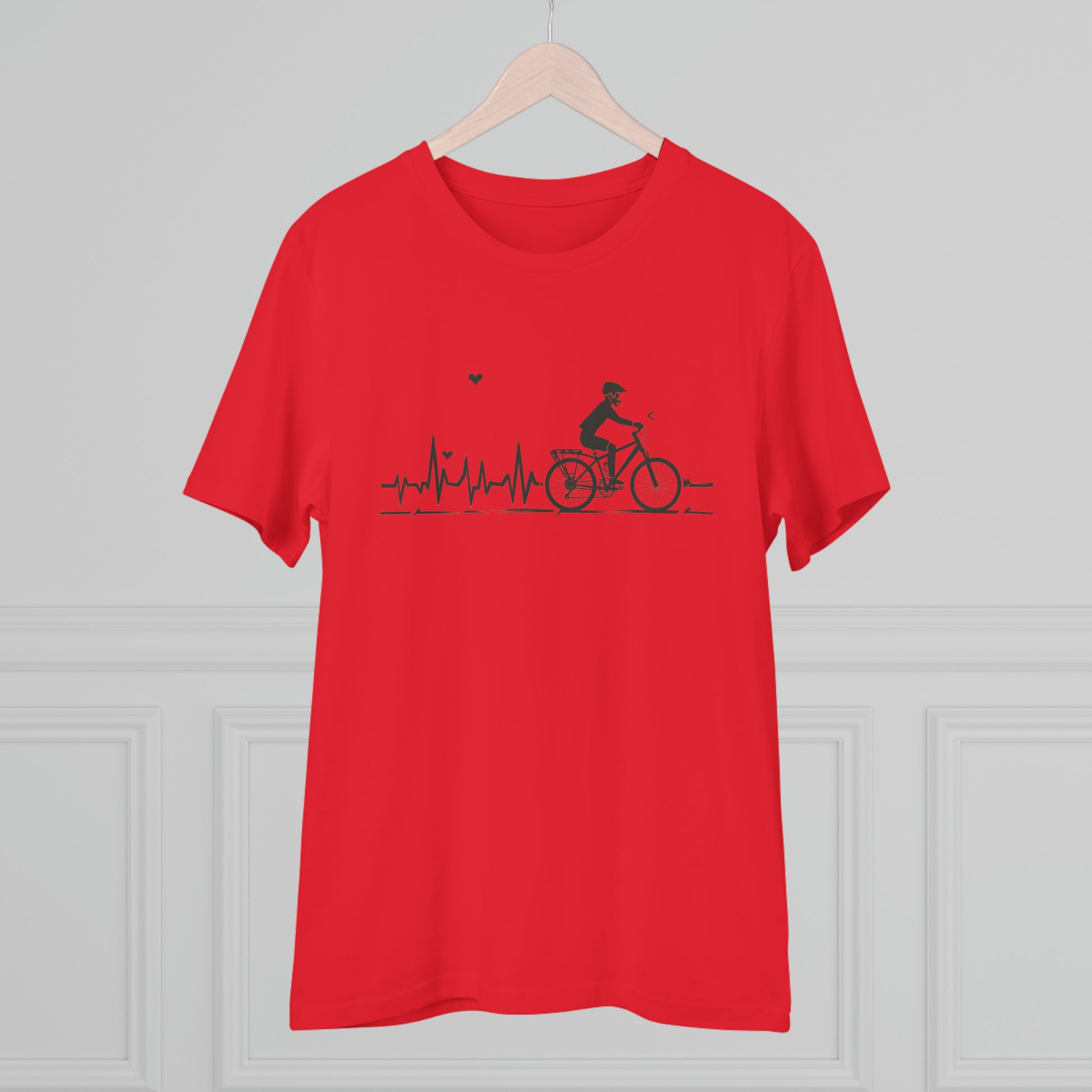 Ride in Rhythm: Minimalist Cyclist Heartbeat  T-shirt - Unisex - BicycleWonders