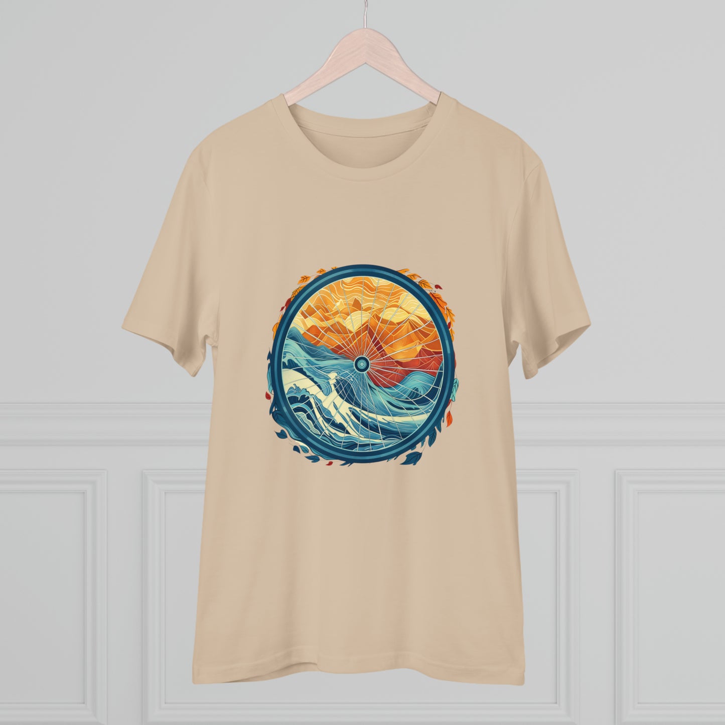 Nature's Harmony: Abstract Sun and Sea Cycle  T-shirt - Unisex - BicycleWonders