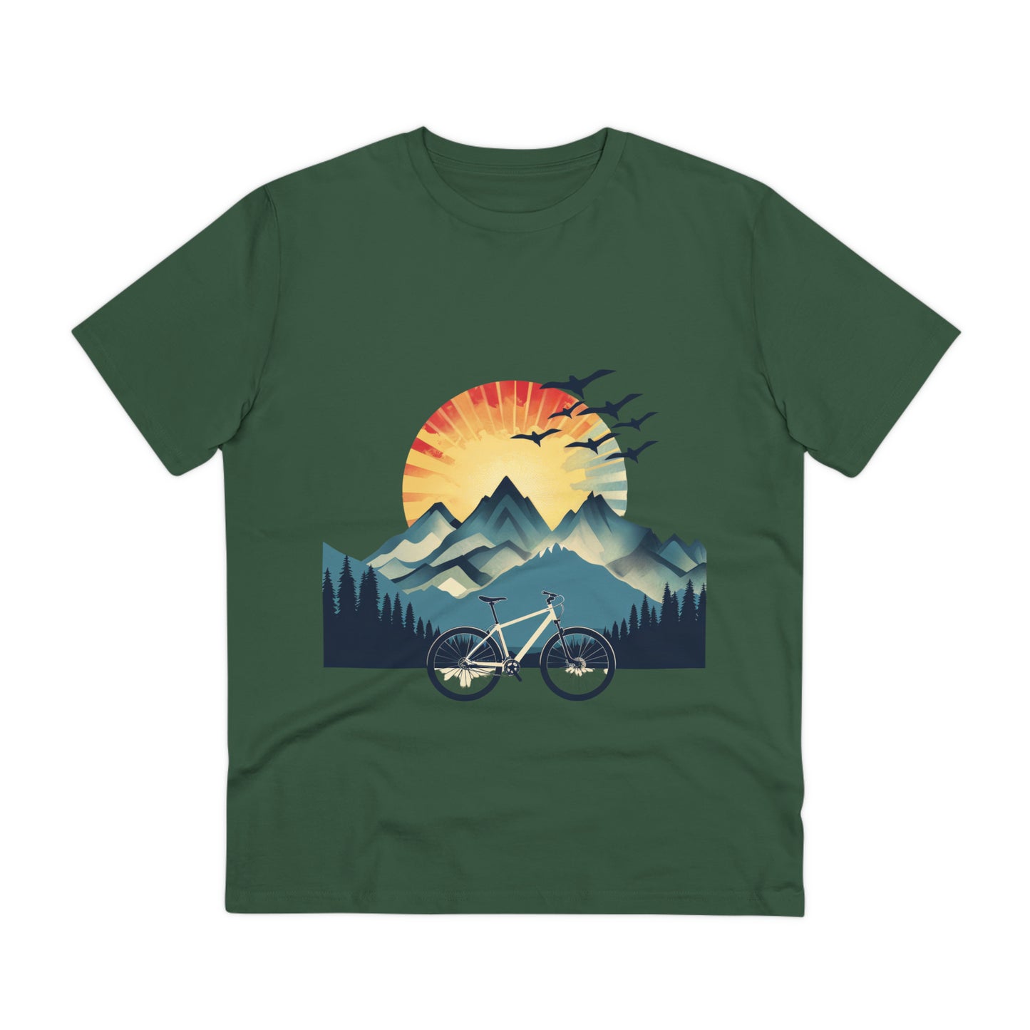 Dawn Rider: Majestic Mountain Cycling T-shirt - Unisex - BicycleWonders