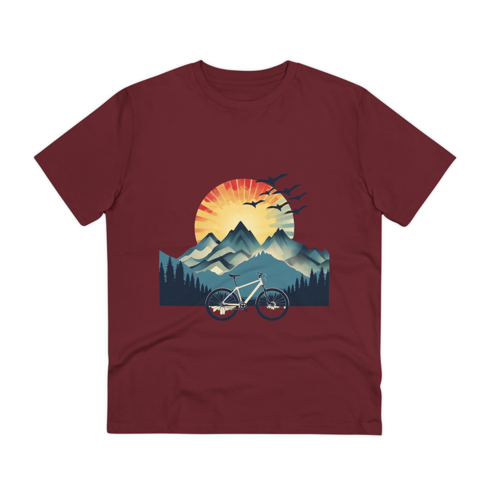 Dawn Rider: Majestic Mountain Cycling T-shirt - Unisex - BicycleWonders