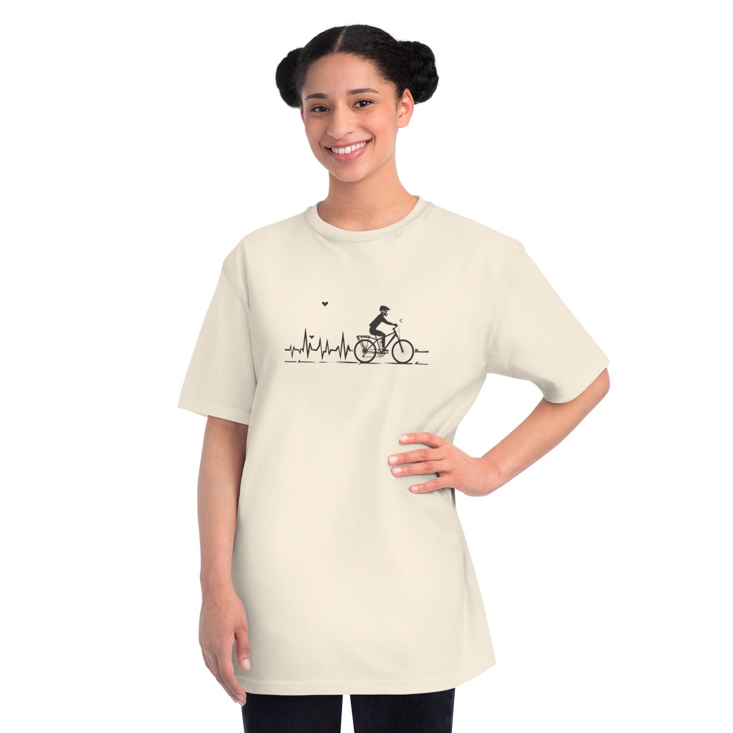 Ride in Rhythm: Minimalist Cyclist Heartbeat T-shirt - Unisex - BicycleWonders