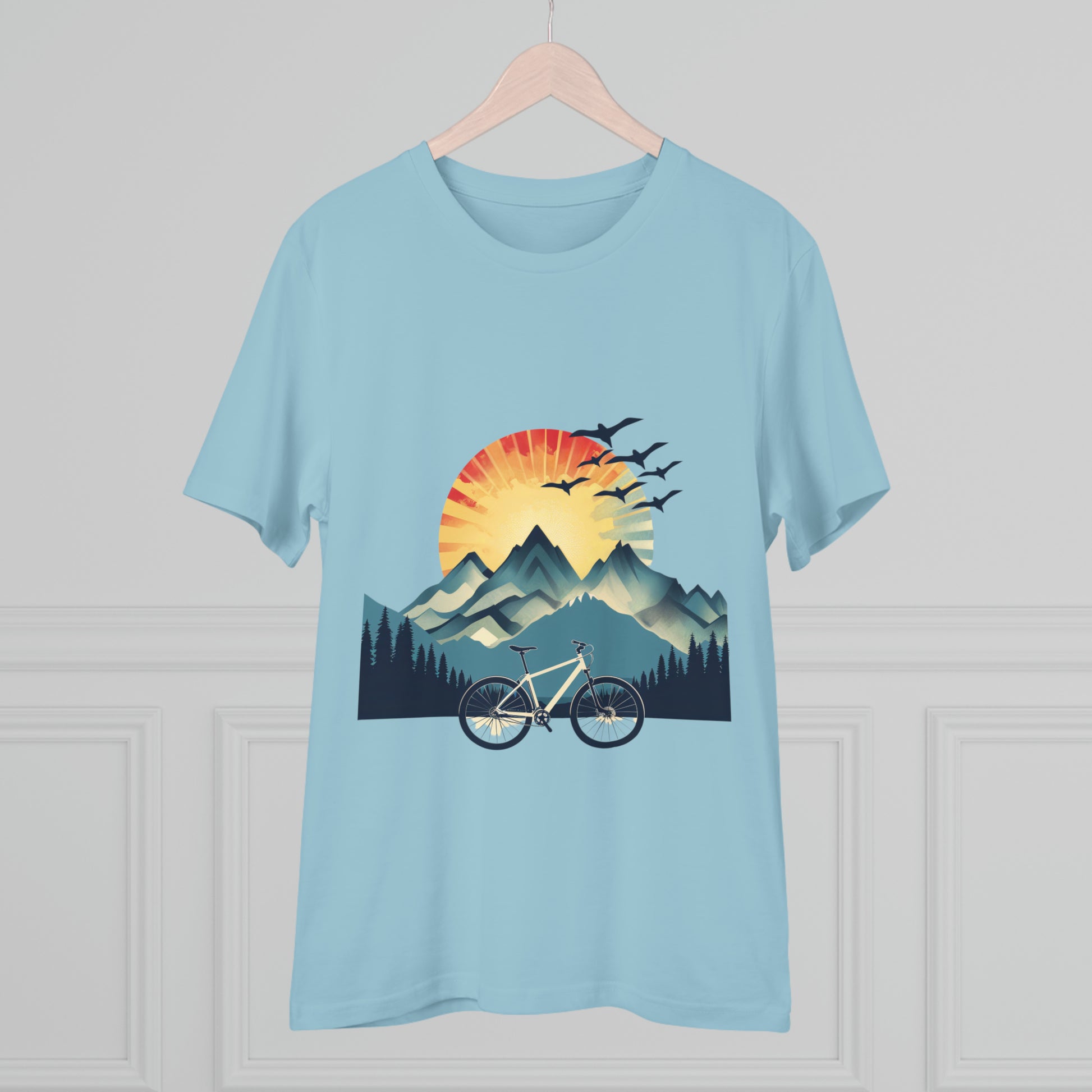 Dawn Rider: Majestic Mountain Cycling T-shirt - Unisex - BicycleWonders