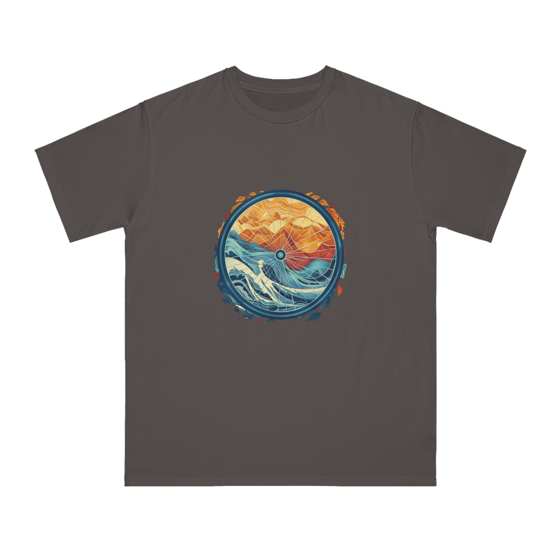 Nature's Harmony: Abstract Sun and Sea Cycle T-shirt - Unisex - BicycleWonders