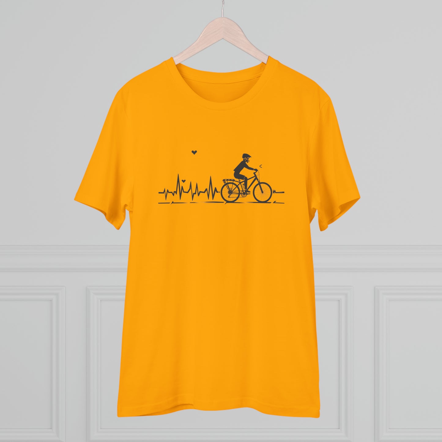 Ride in Rhythm: Minimalist Cyclist Heartbeat  T-shirt - Unisex - BicycleWonders