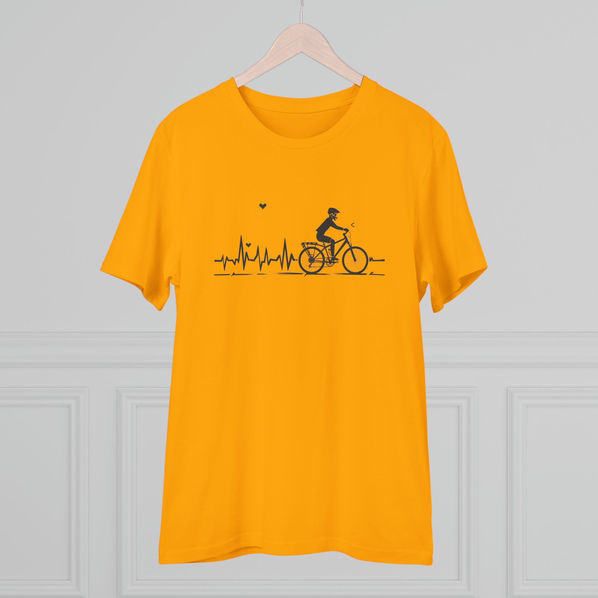 Ride in Rhythm: Minimalist Cyclist Heartbeat  T-shirt - Unisex - BicycleWonders