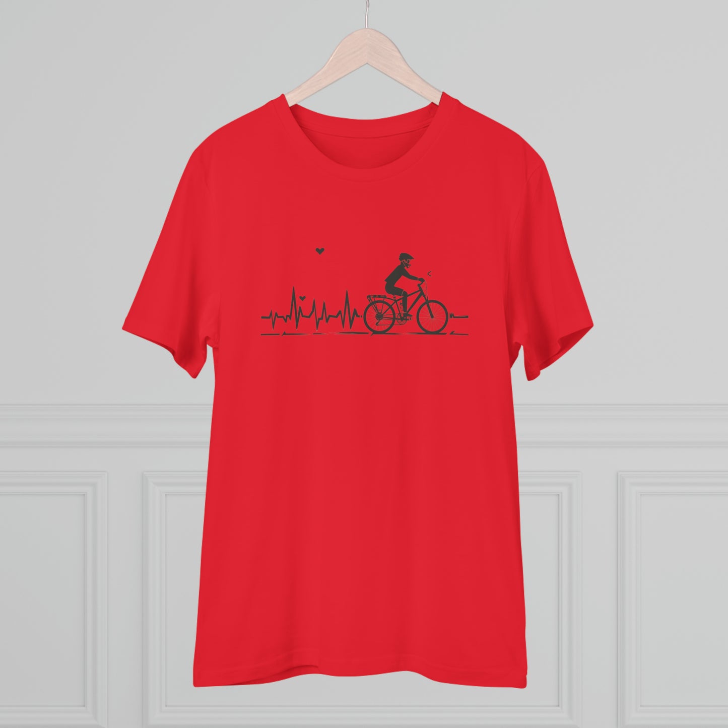 Ride in Rhythm: Minimalist Cyclist Heartbeat  T-shirt - Unisex - BicycleWonders