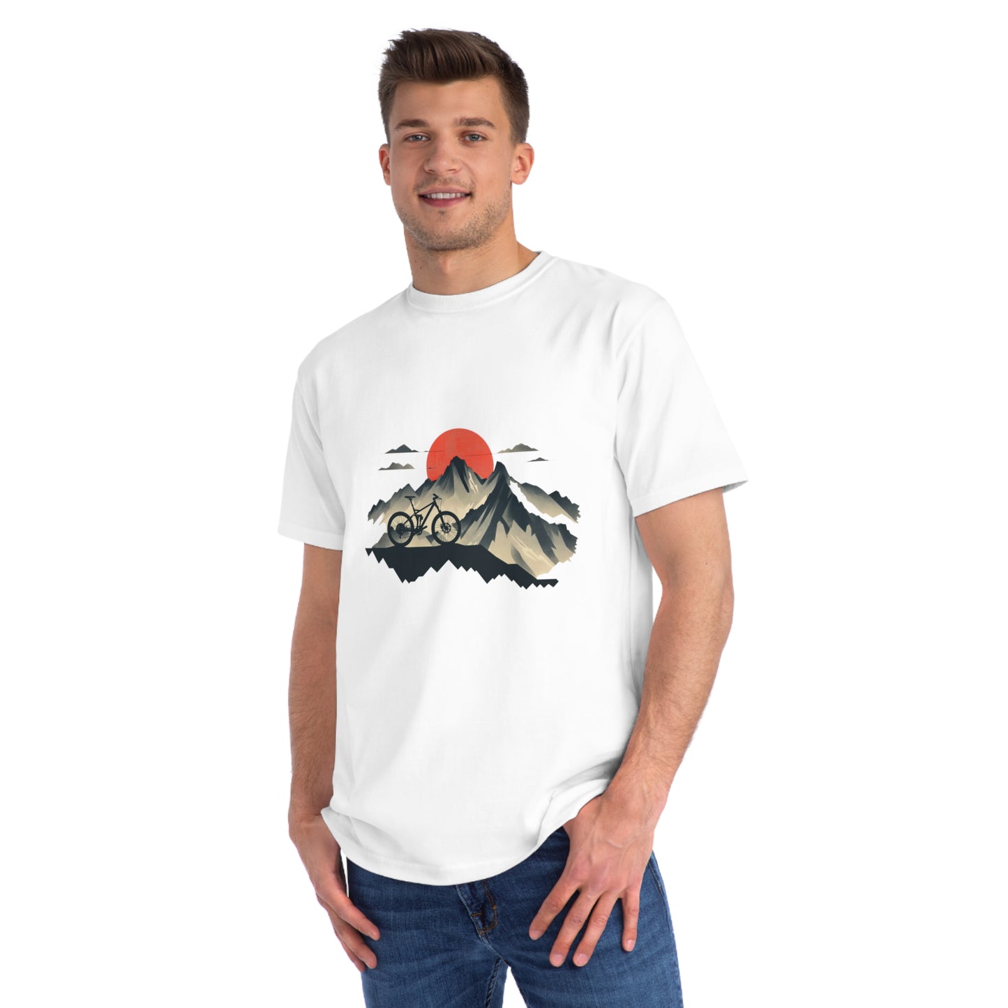 Dawn Rider: Majestic Mountain Cycling T-shirt - Unisex - BicycleWonders