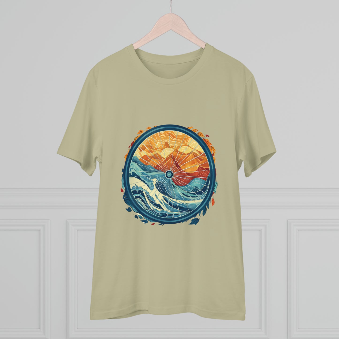 Nature's Harmony: Abstract Sun and Sea Cycle  T-shirt - Unisex - BicycleWonders