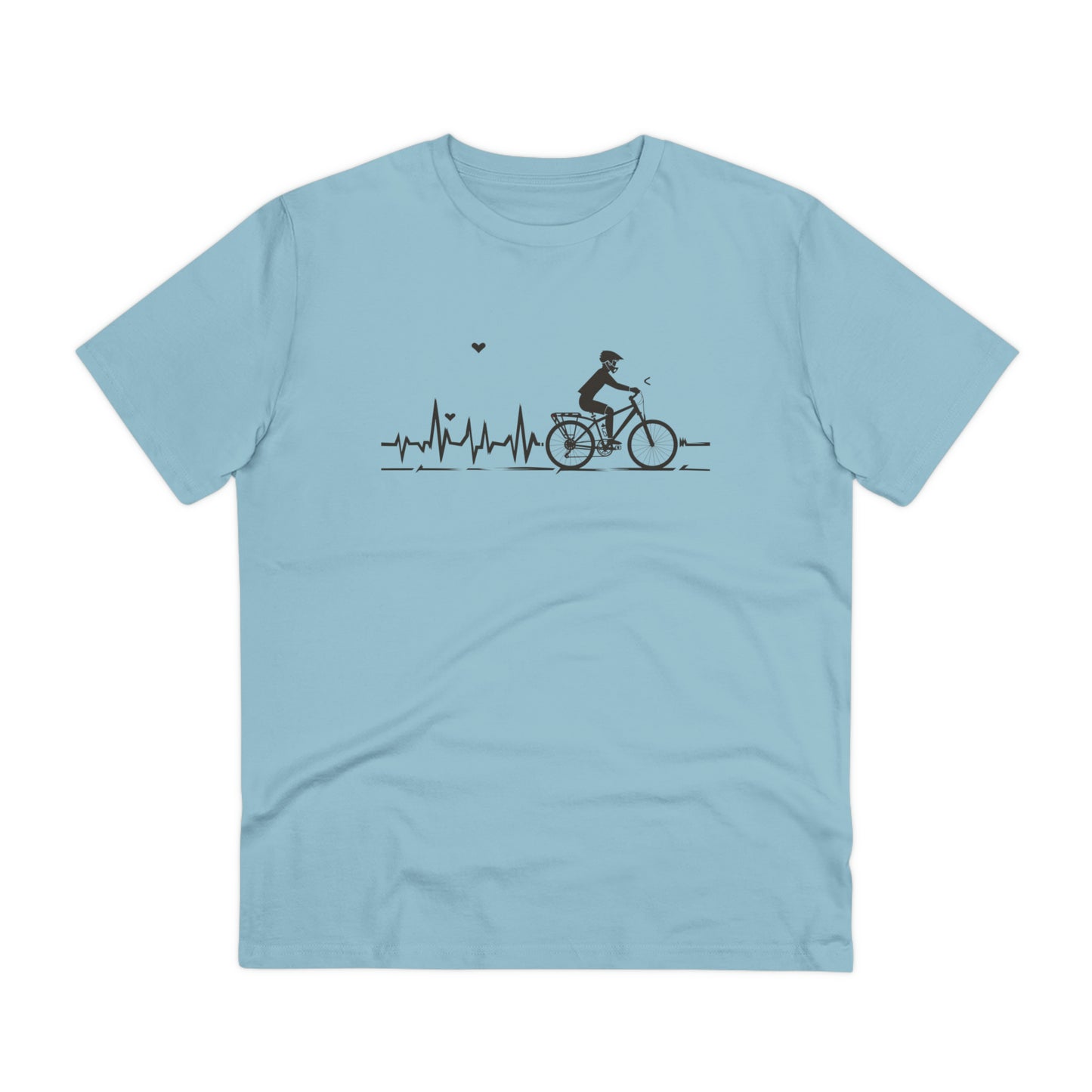 Ride in Rhythm: Minimalist Cyclist Heartbeat  T-shirt - Unisex - BicycleWonders