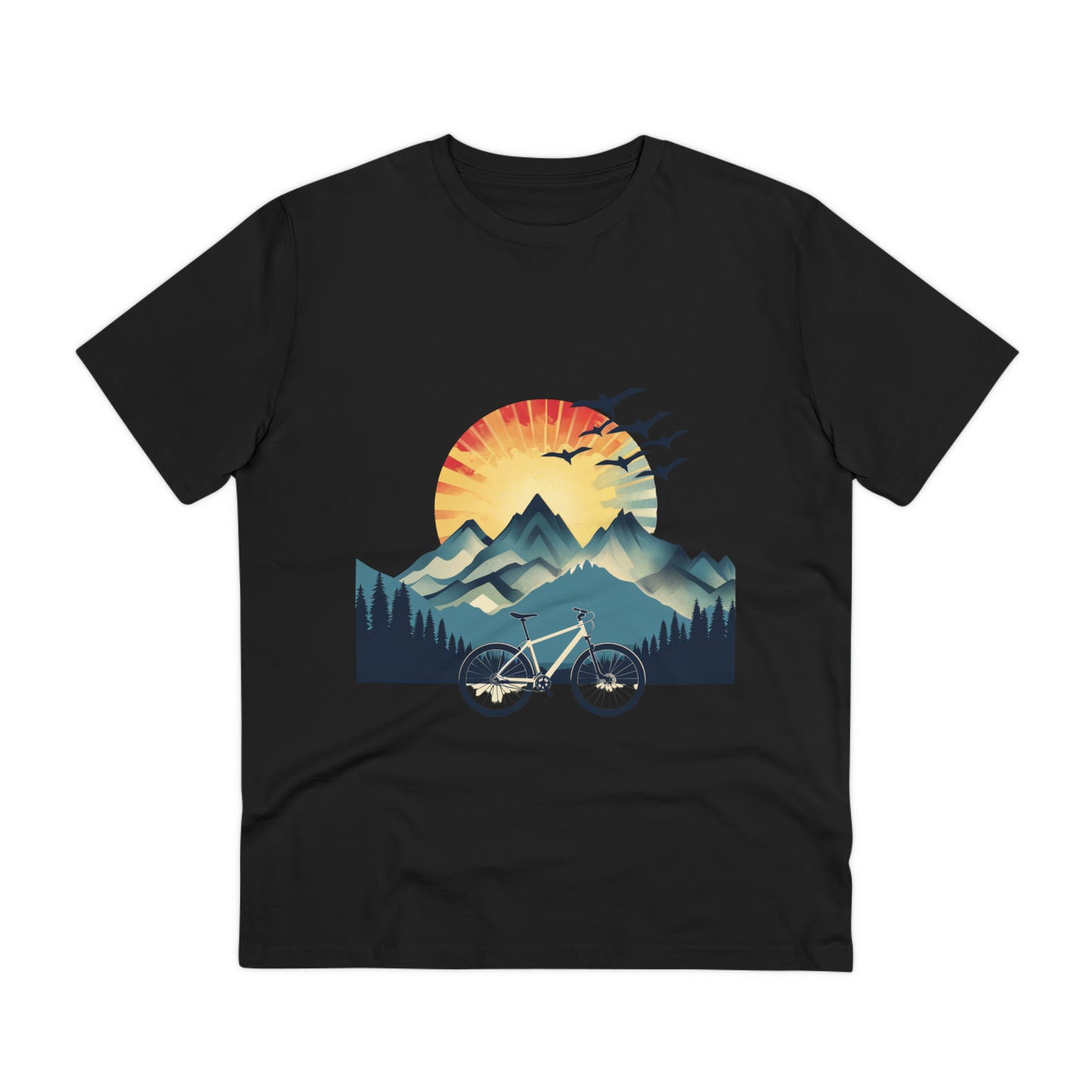 Dawn Rider: Majestic Mountain Cycling T-shirt - Unisex - BicycleWonders