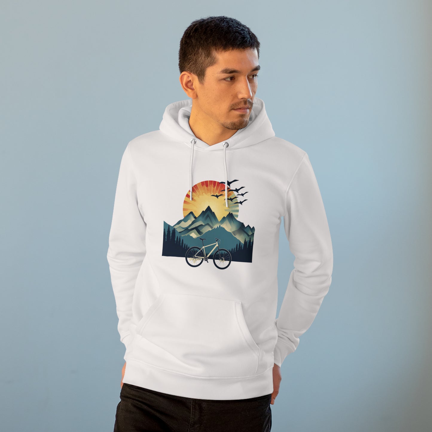 Dawn Rider: Majestic Mountain Cycling Hoodie - BicycleWonders