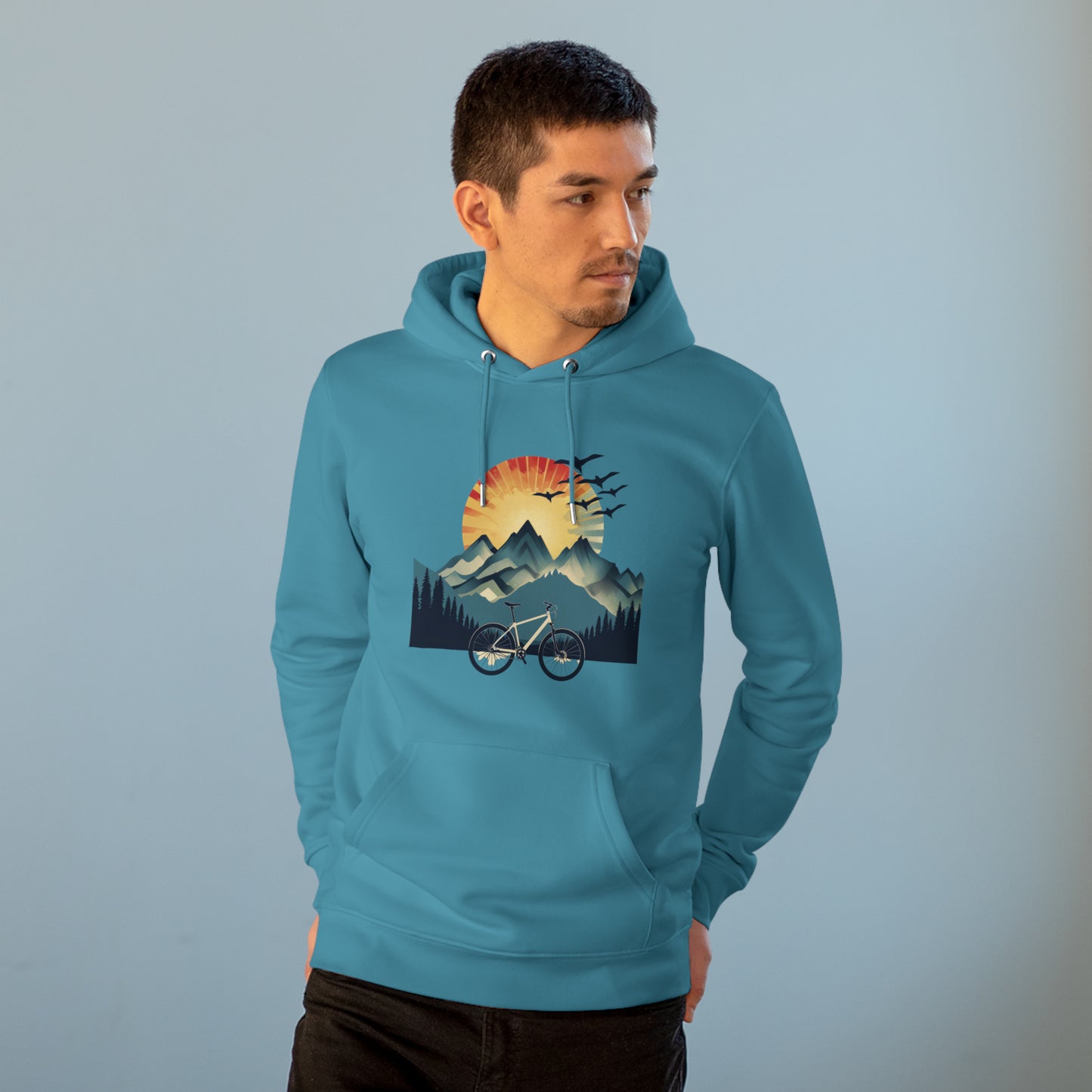 Dawn Rider: Majestic Mountain Cycling Hoodie - BicycleWonders