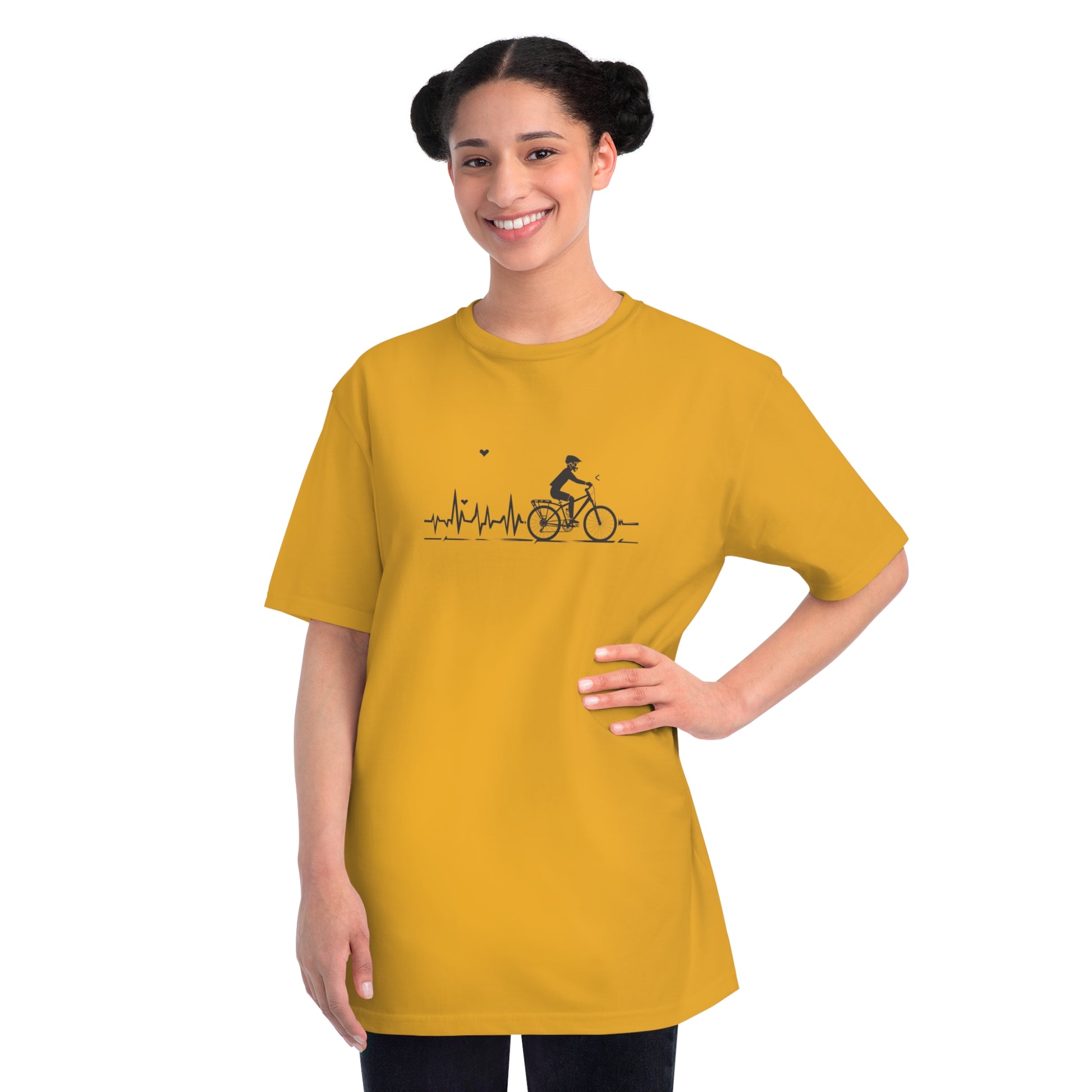 Ride in Rhythm: Minimalist Cyclist Heartbeat T-shirt - Unisex - BicycleWonders