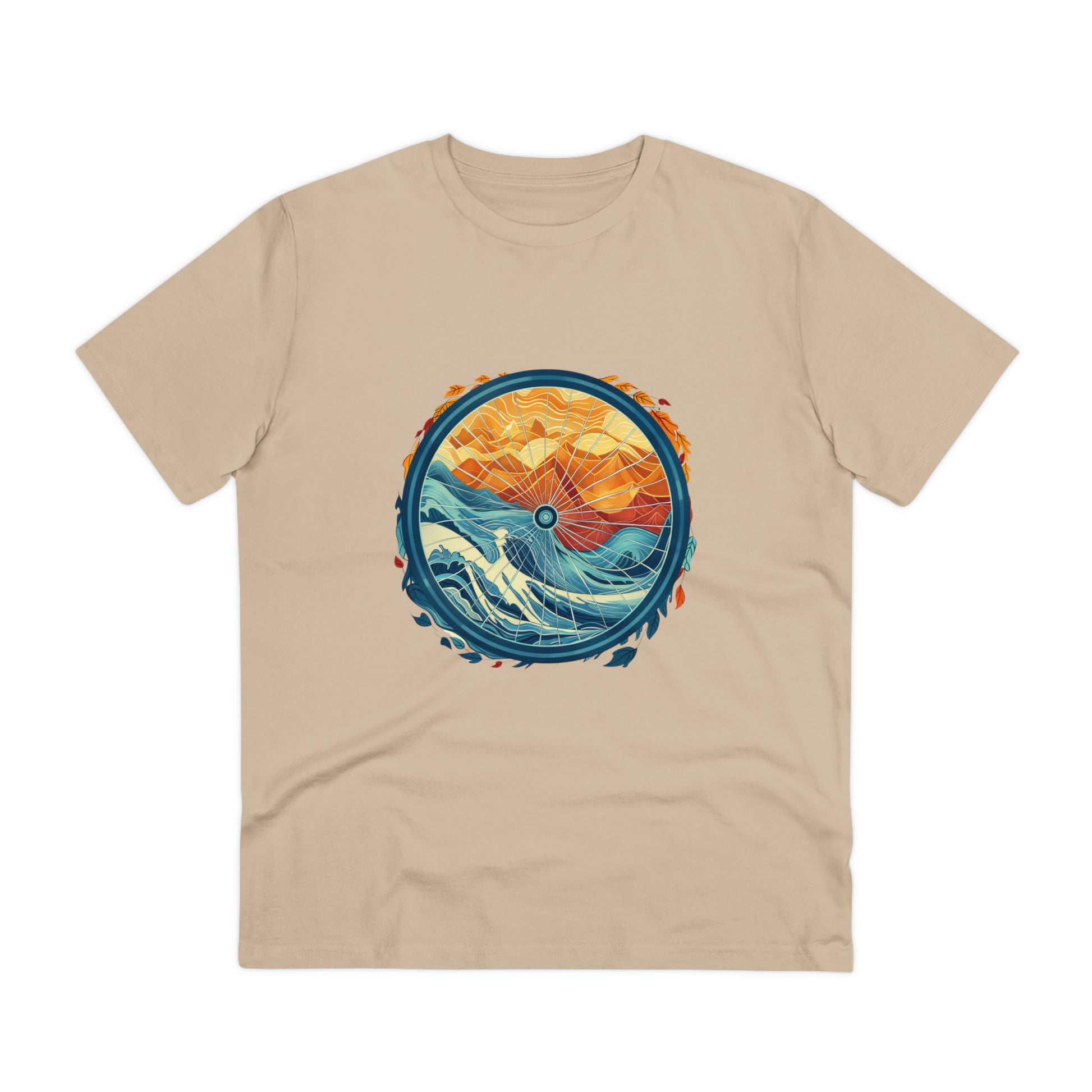 Nature's Harmony: Abstract Sun and Sea Cycle  T-shirt - Unisex - BicycleWonders