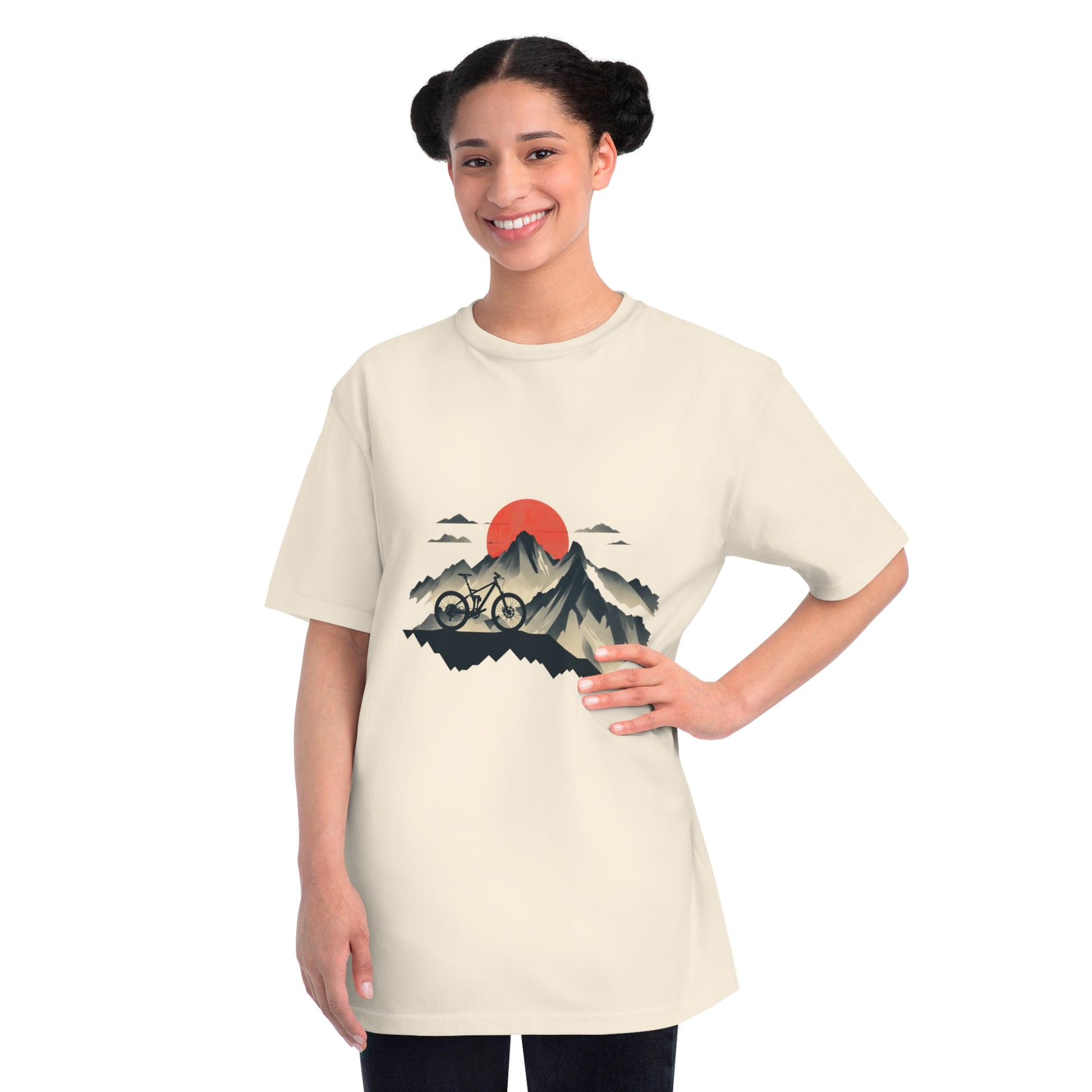 Dawn Rider: Majestic Mountain Cycling T-shirt - Unisex - BicycleWonders