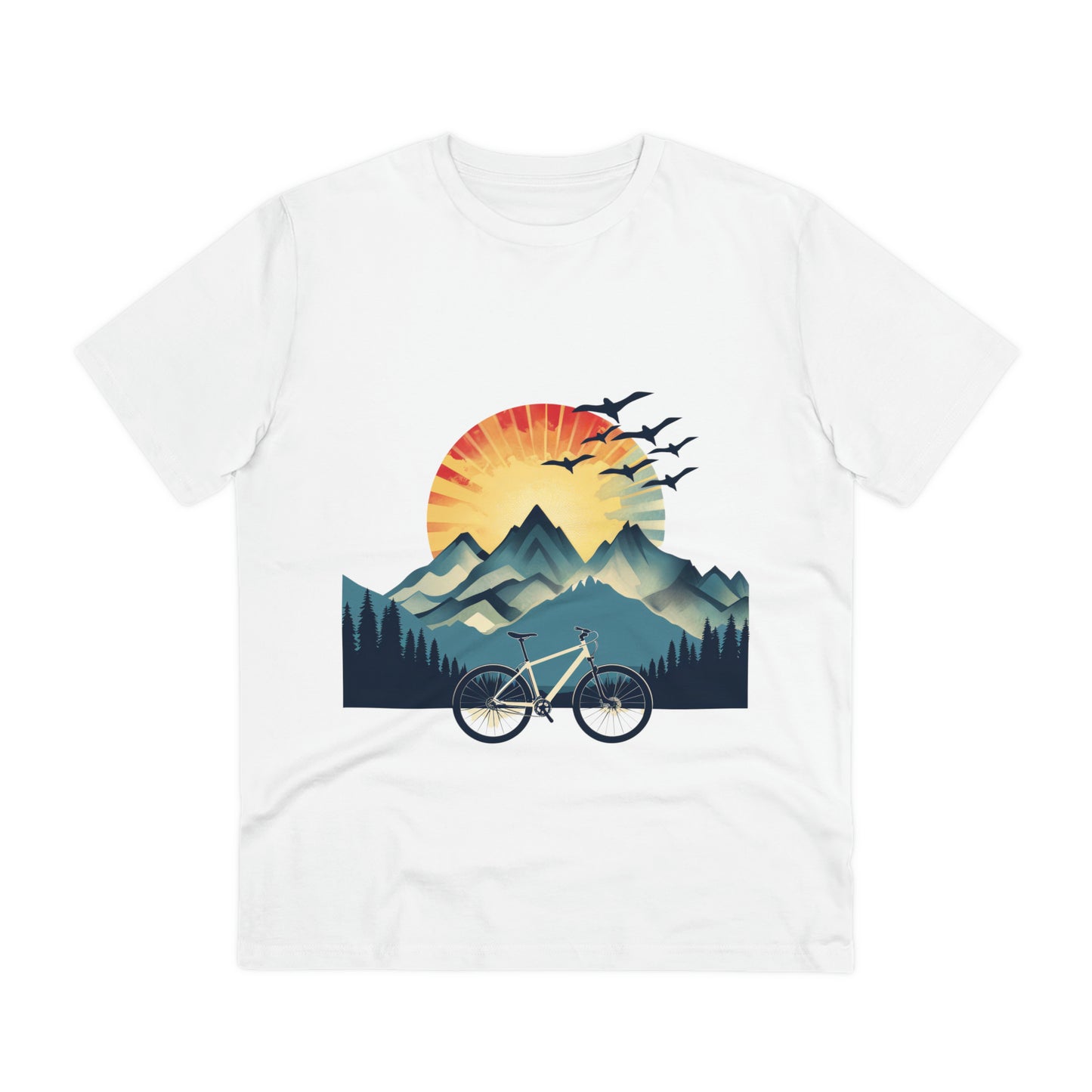 Dawn Rider: Majestic Mountain Cycling T-shirt - Unisex - BicycleWonders