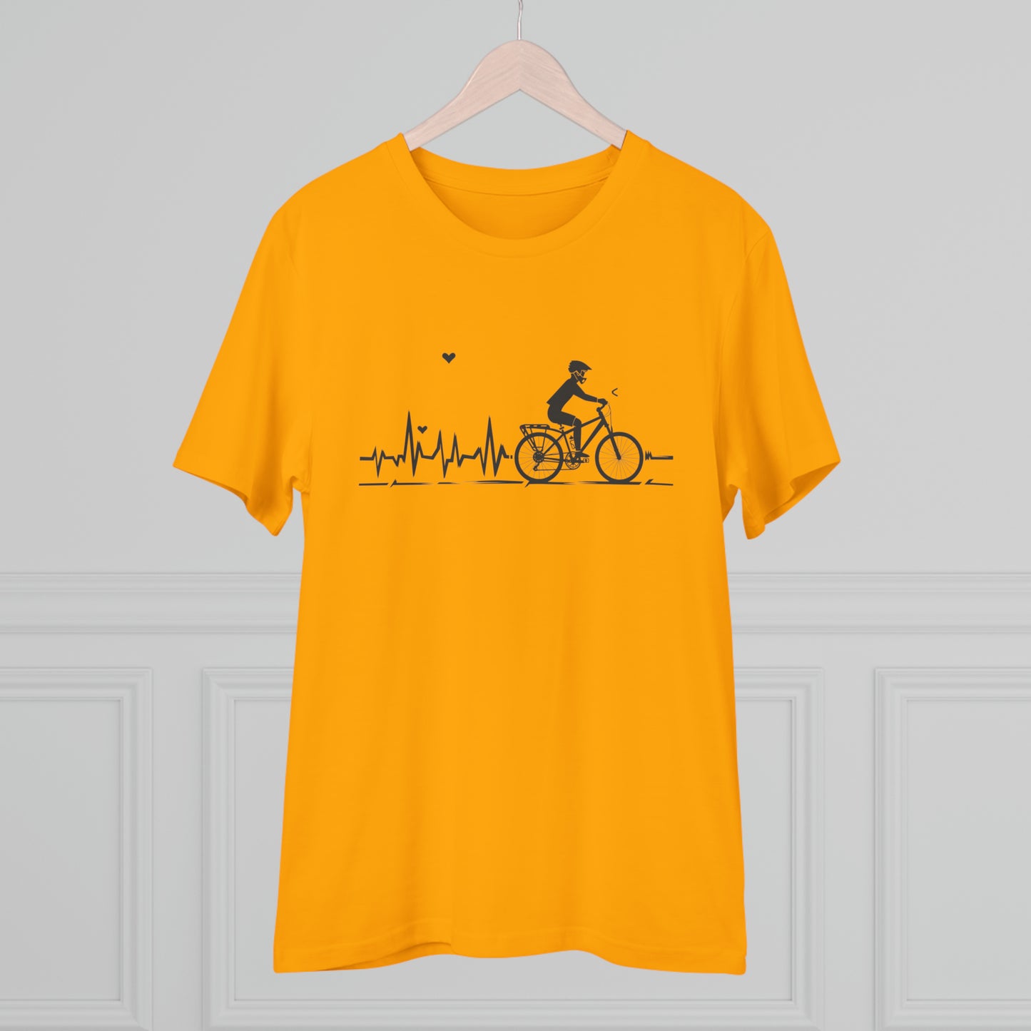 Ride in Rhythm: Minimalist Cyclist Heartbeat  T-shirt - Unisex - BicycleWonders