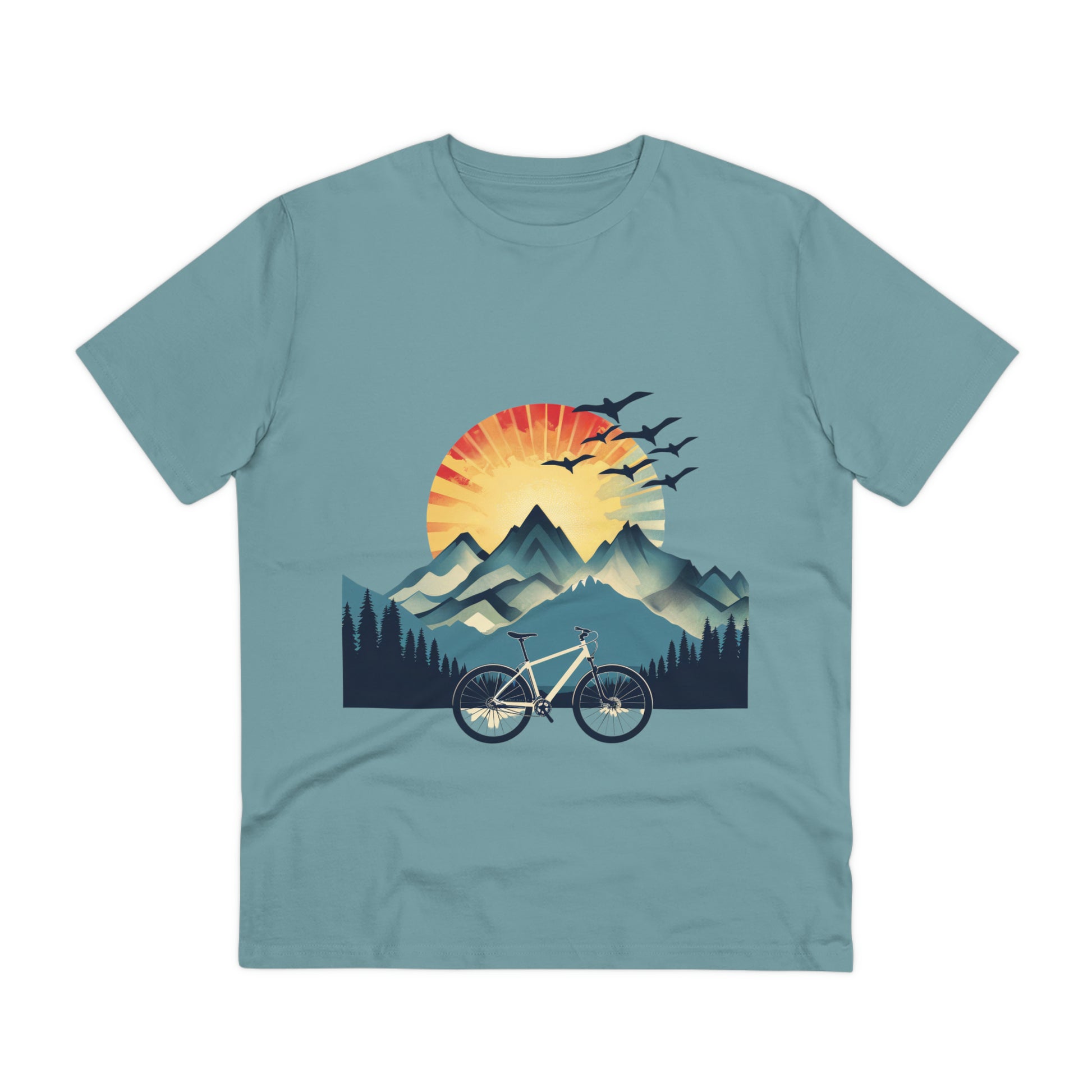 Dawn Rider: Majestic Mountain Cycling T-shirt - Unisex - BicycleWonders