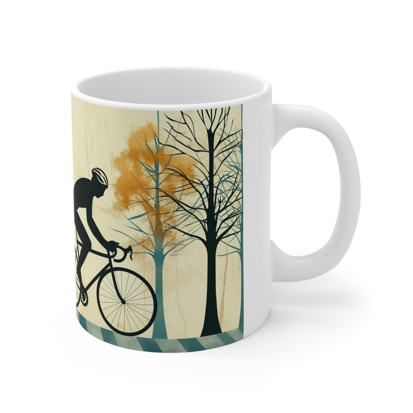 Solitary Rider: Autumn Serenity Mug - BicycleWonders