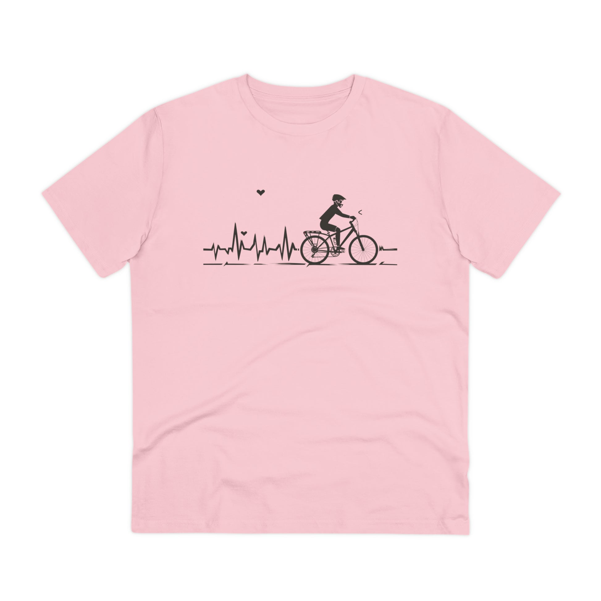 Ride in Rhythm: Minimalist Cyclist Heartbeat  T-shirt - Unisex - BicycleWonders