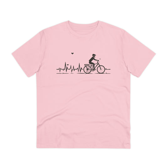 Ride in Rhythm: Minimalist Cyclist Heartbeat  T-shirt - Unisex - BicycleWonders