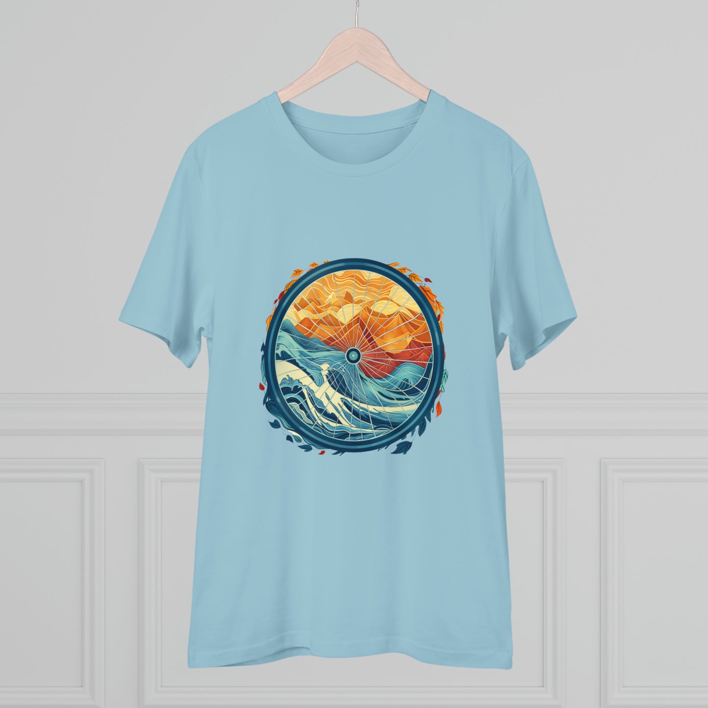 Nature's Harmony: Abstract Sun and Sea Cycle  T-shirt - Unisex - BicycleWonders