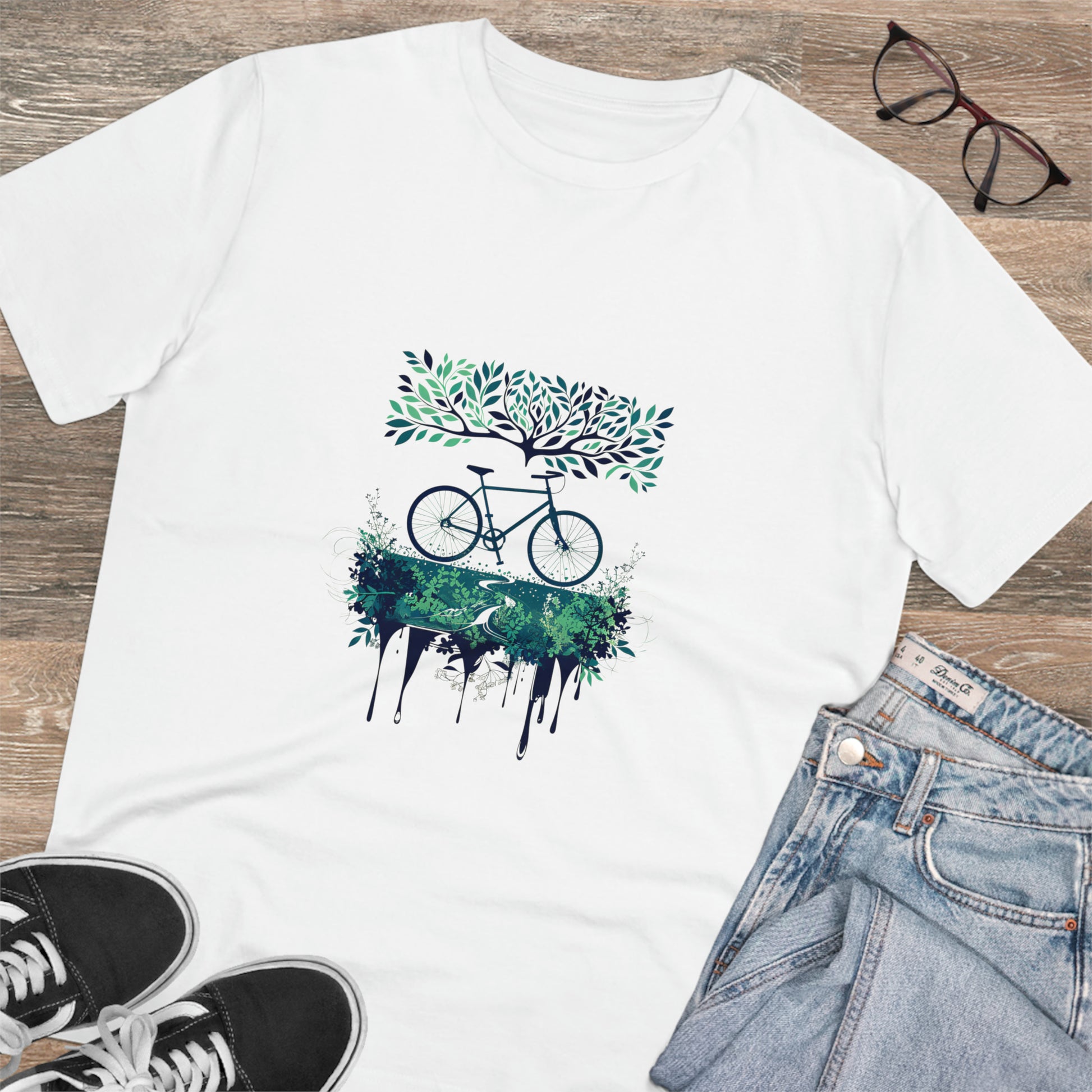 Verdant Ride: The Eco-Cyclist Tree of Life T-shirt - Unisex - BicycleWonders