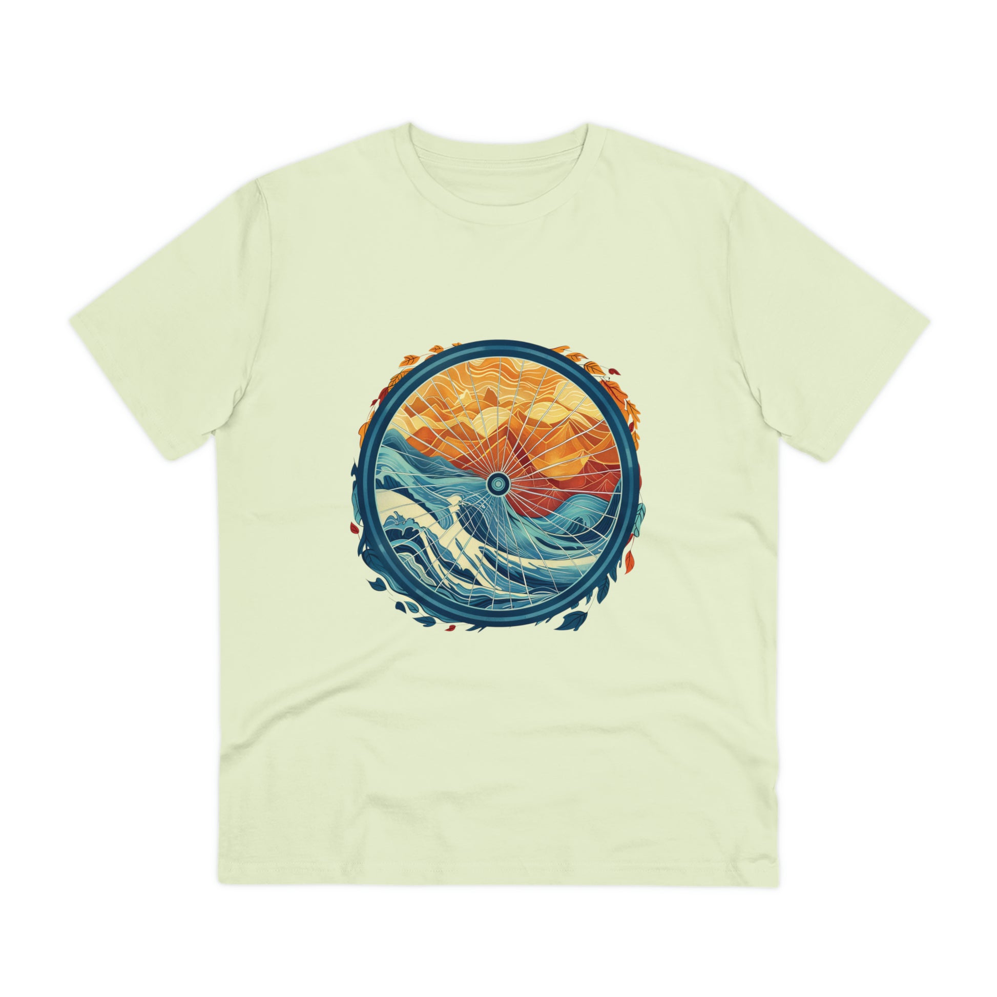 Nature's Harmony: Abstract Sun and Sea Cycle  T-shirt - Unisex - BicycleWonders