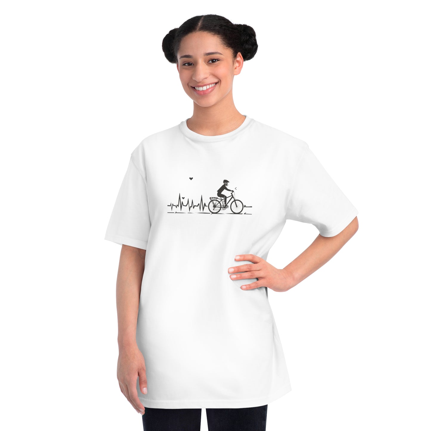 Ride in Rhythm: Minimalist Cyclist Heartbeat T-shirt - Unisex - BicycleWonders