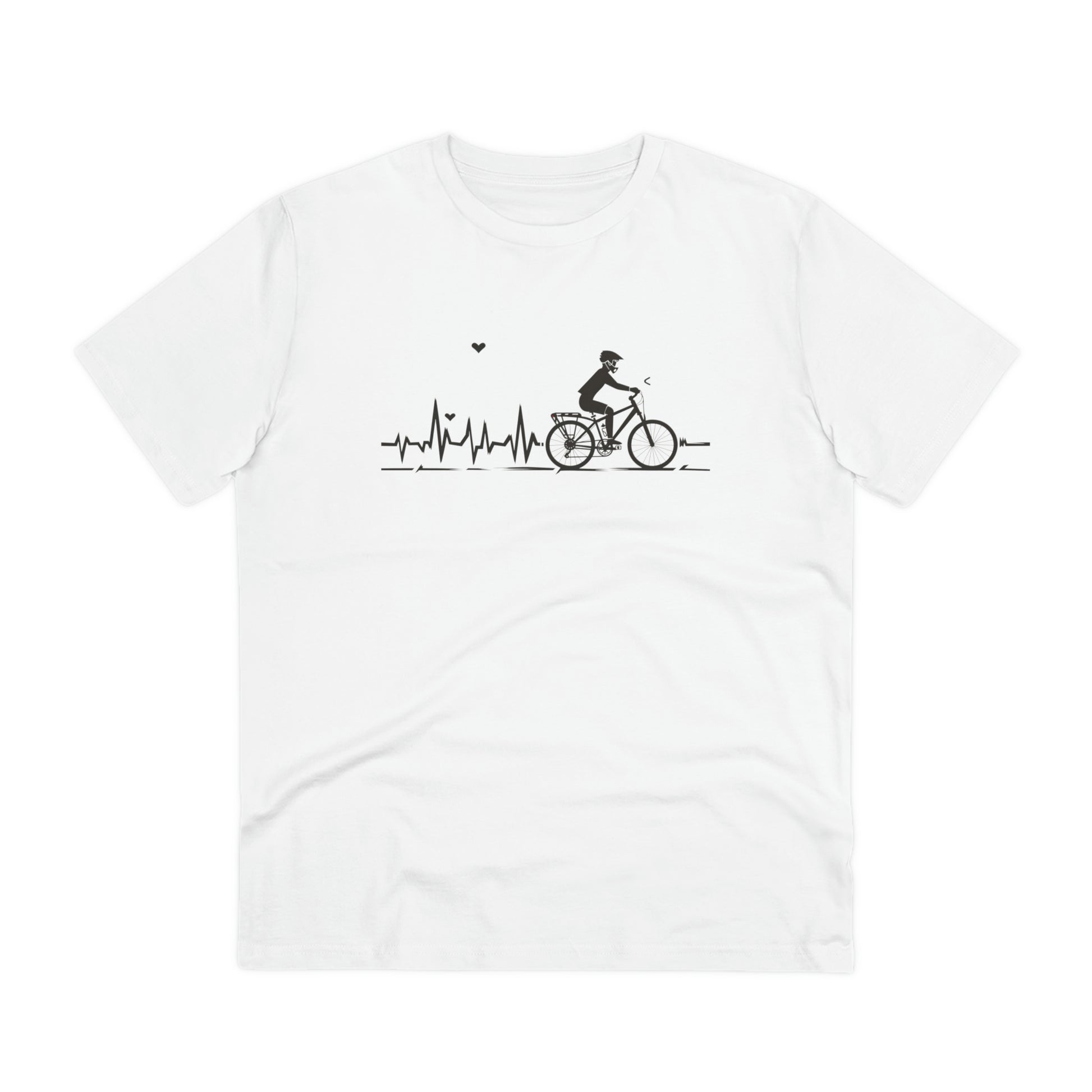 Ride in Rhythm: Minimalist Cyclist Heartbeat  T-shirt - Unisex - BicycleWonders