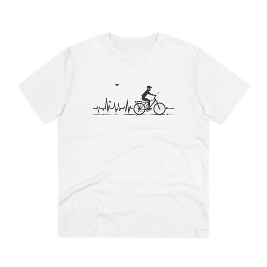 Ride in Rhythm: Minimalist Cyclist Heartbeat  T-shirt - Unisex - BicycleWonders