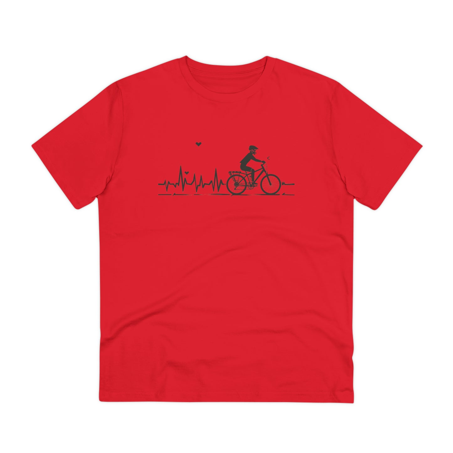 Ride in Rhythm: Minimalist Cyclist Heartbeat  T-shirt - Unisex - BicycleWonders