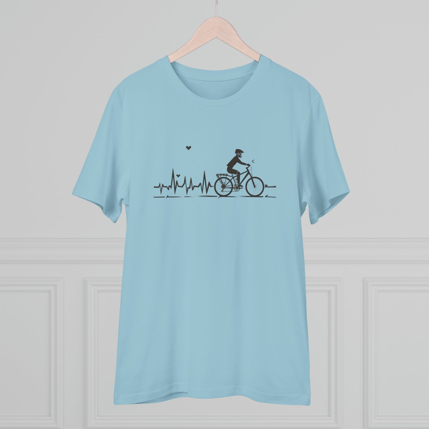 Ride in Rhythm: Minimalist Cyclist Heartbeat  T-shirt - Unisex - BicycleWonders