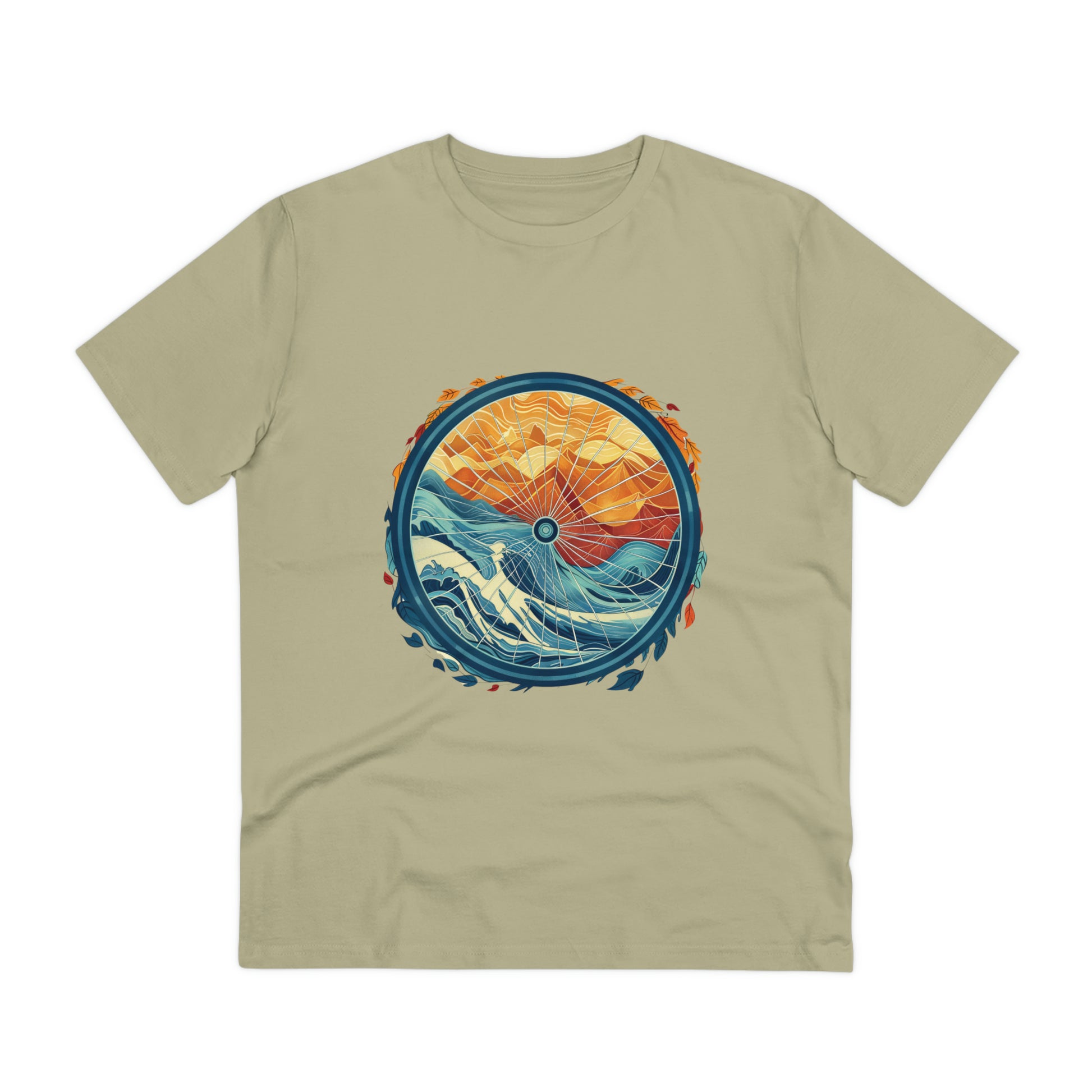 Nature's Harmony: Abstract Sun and Sea Cycle  T-shirt - Unisex - BicycleWonders