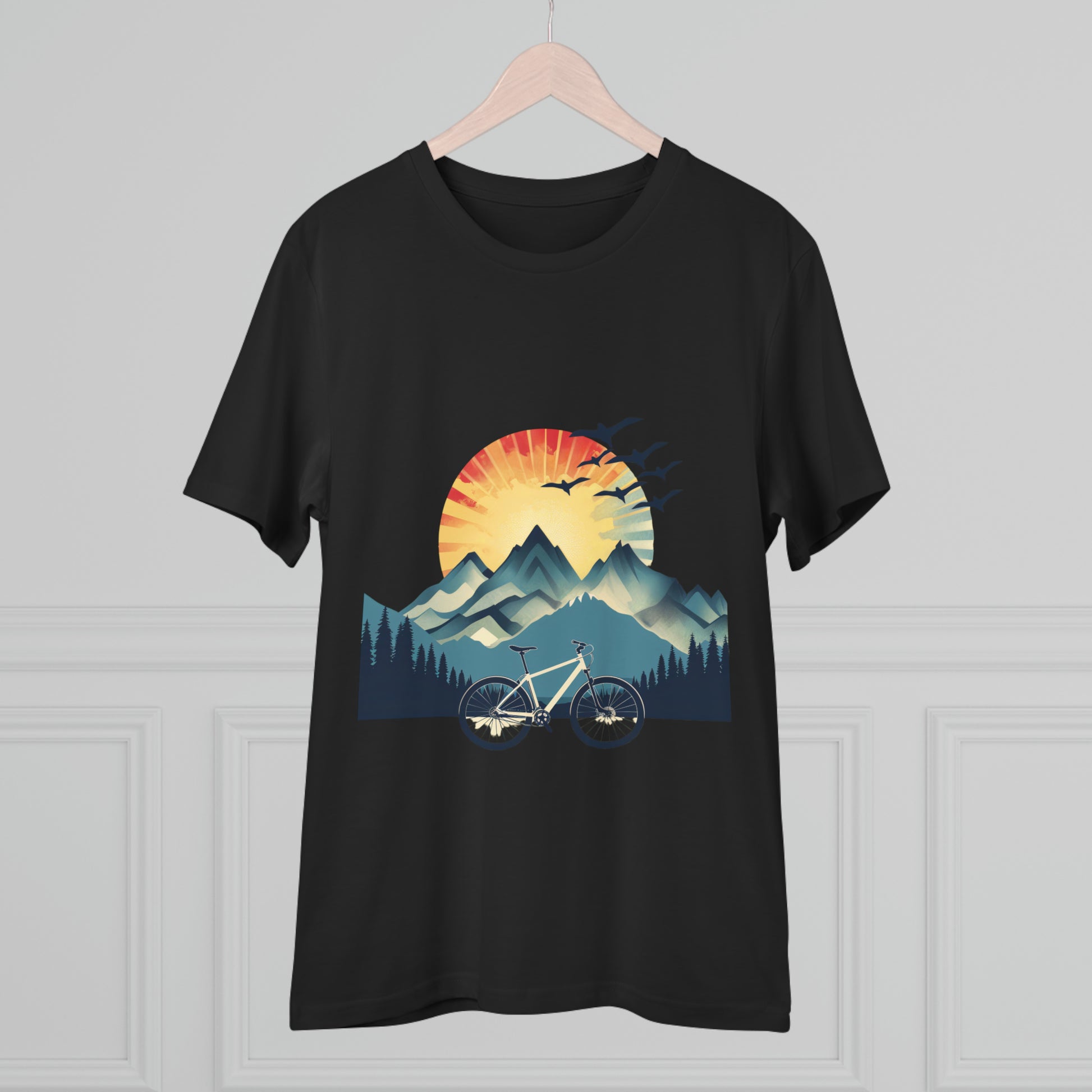 Dawn Rider: Majestic Mountain Cycling T-shirt - Unisex - BicycleWonders