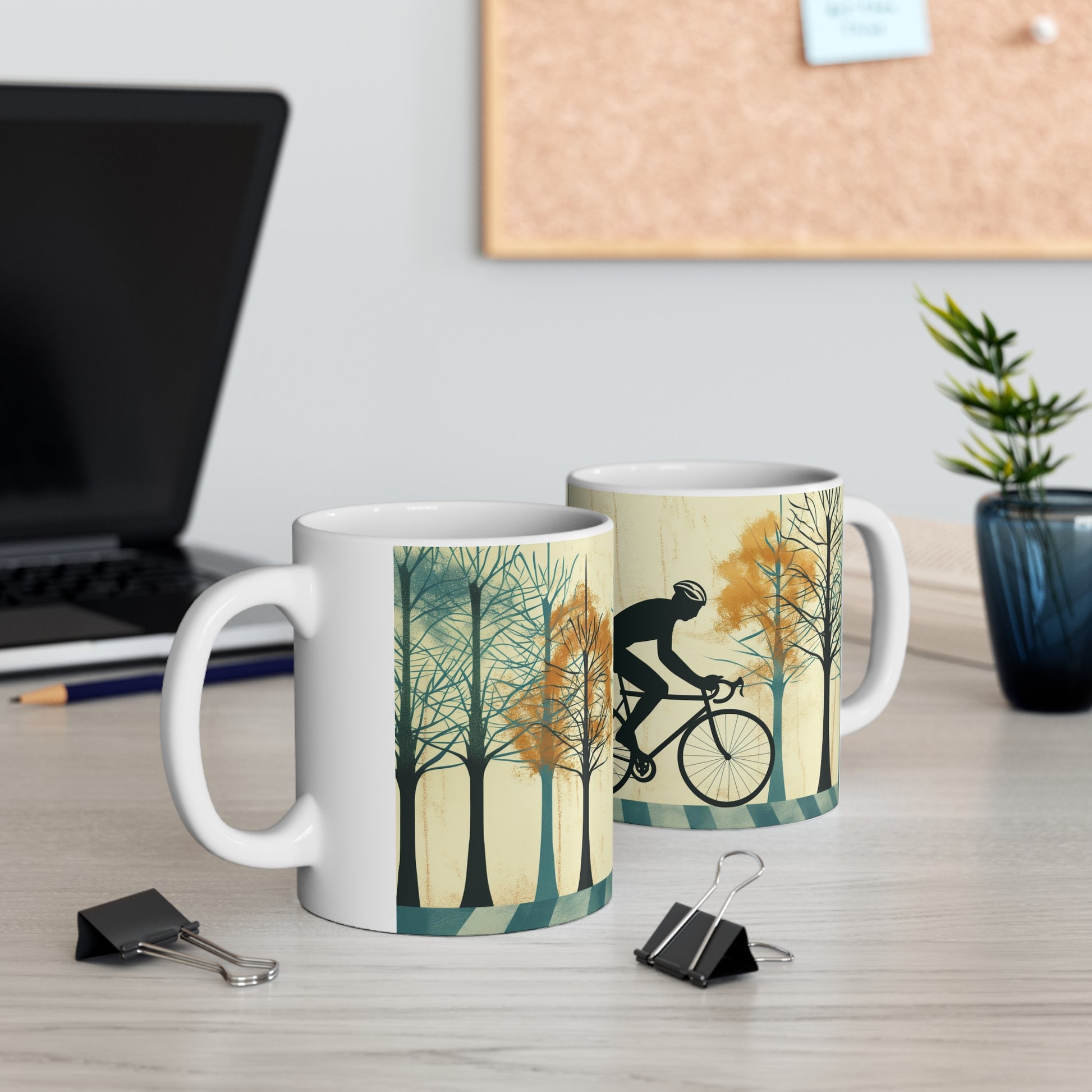 Solitary Rider: Autumn Serenity Mug - BicycleWonders