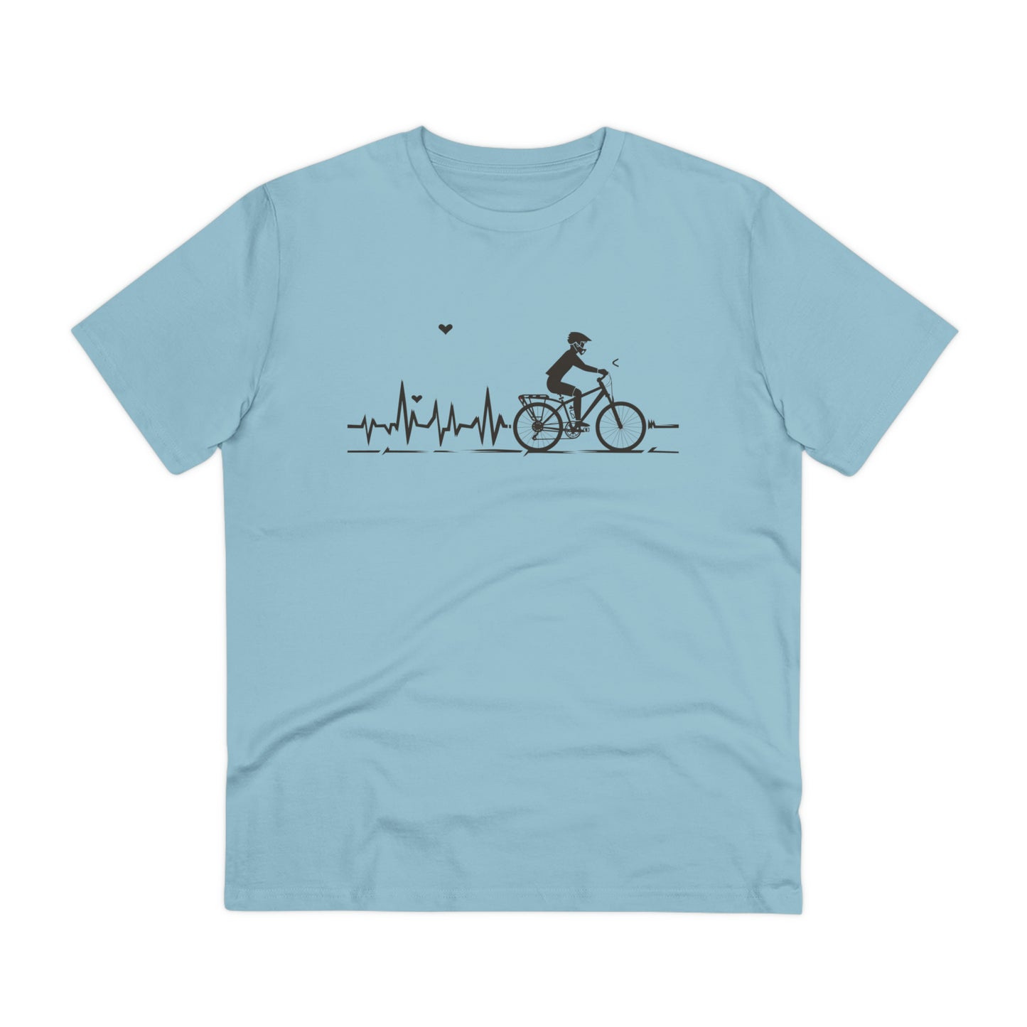 Ride in Rhythm: Minimalist Cyclist Heartbeat  T-shirt - Unisex - BicycleWonders