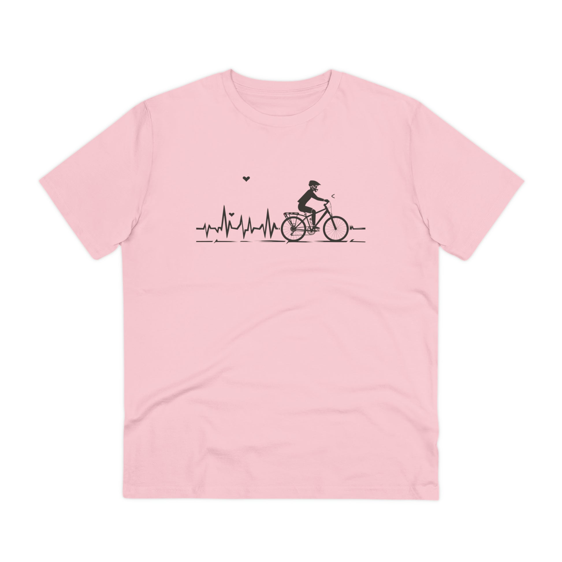 Ride in Rhythm: Minimalist Cyclist Heartbeat  T-shirt - Unisex - BicycleWonders