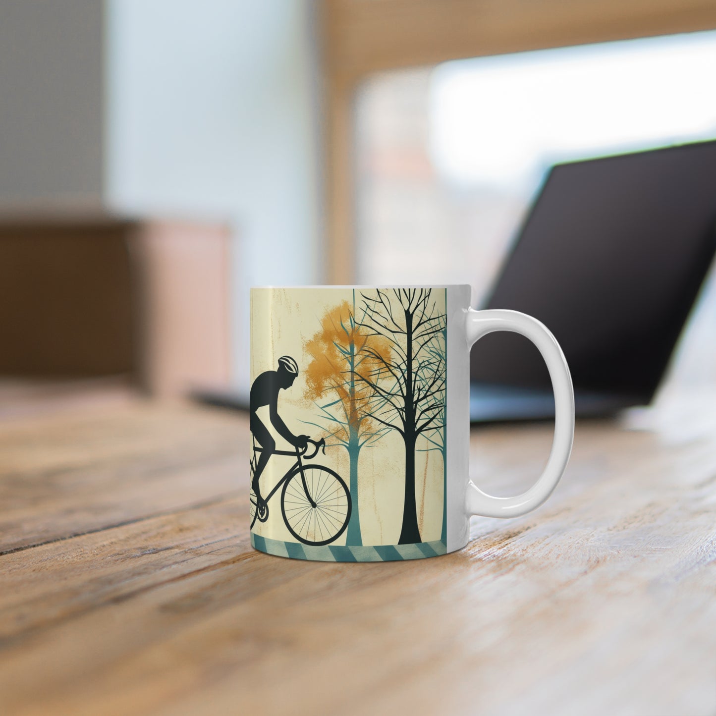 Solitary Rider: Autumn Serenity Mug - BicycleWonders