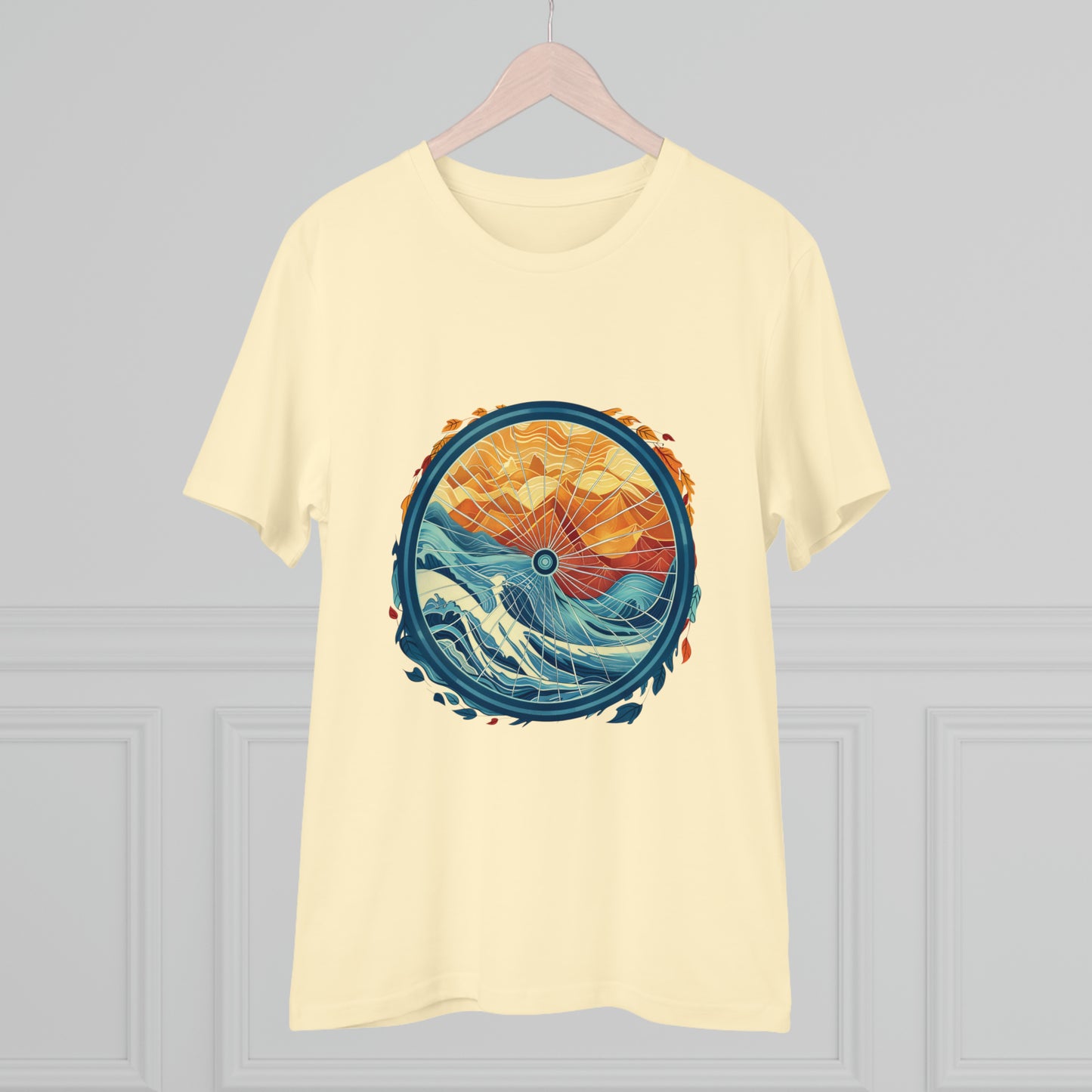 Nature's Harmony: Abstract Sun and Sea Cycle  T-shirt - Unisex - BicycleWonders