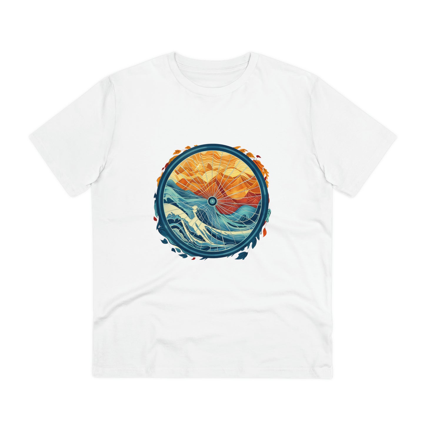 Nature's Harmony: Abstract Sun and Sea Cycle  T-shirt - Unisex - BicycleWonders