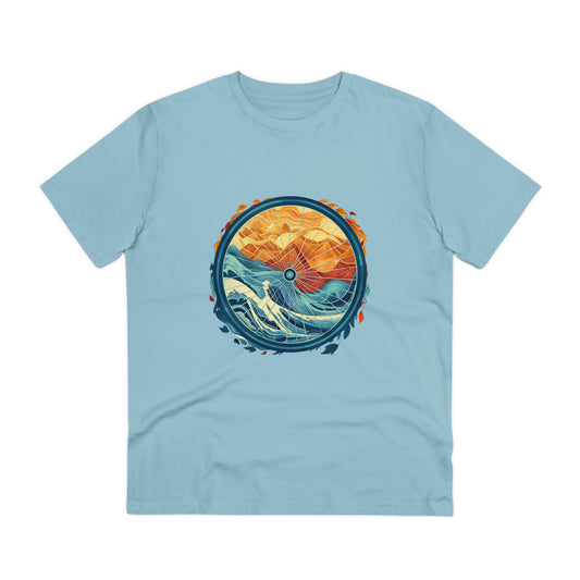 Nature's Harmony: Abstract Sun and Sea Cycle  T-shirt - Unisex - BicycleWonders