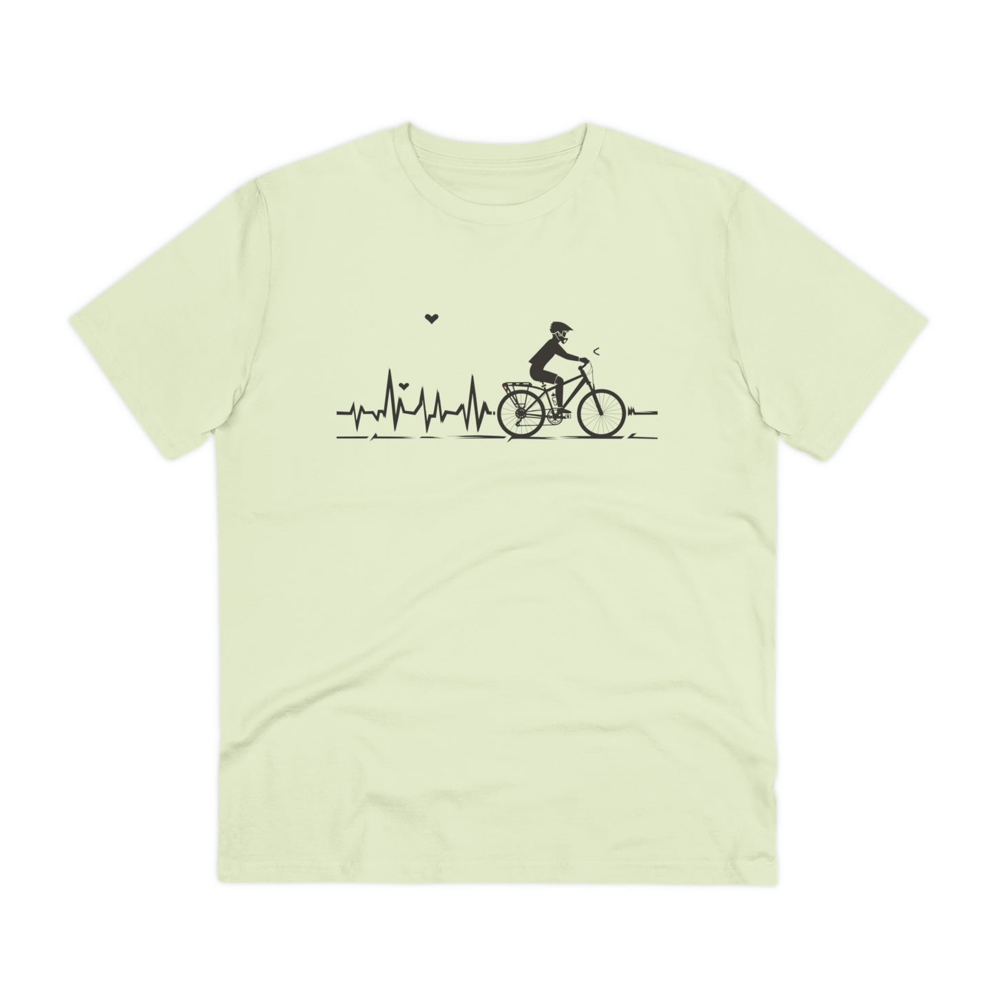 Ride in Rhythm: Minimalist Cyclist Heartbeat  T-shirt - Unisex - BicycleWonders