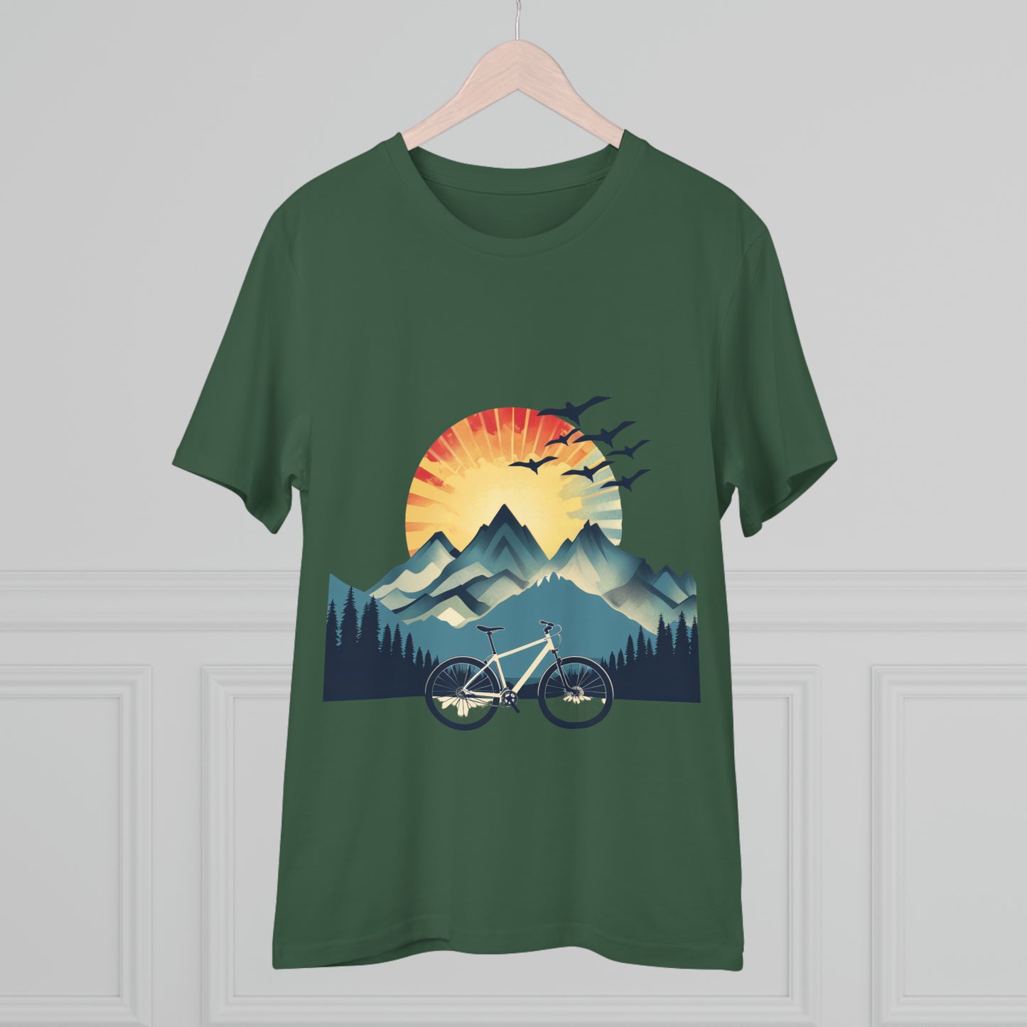 Dawn Rider: Majestic Mountain Cycling T-shirt - Unisex - BicycleWonders