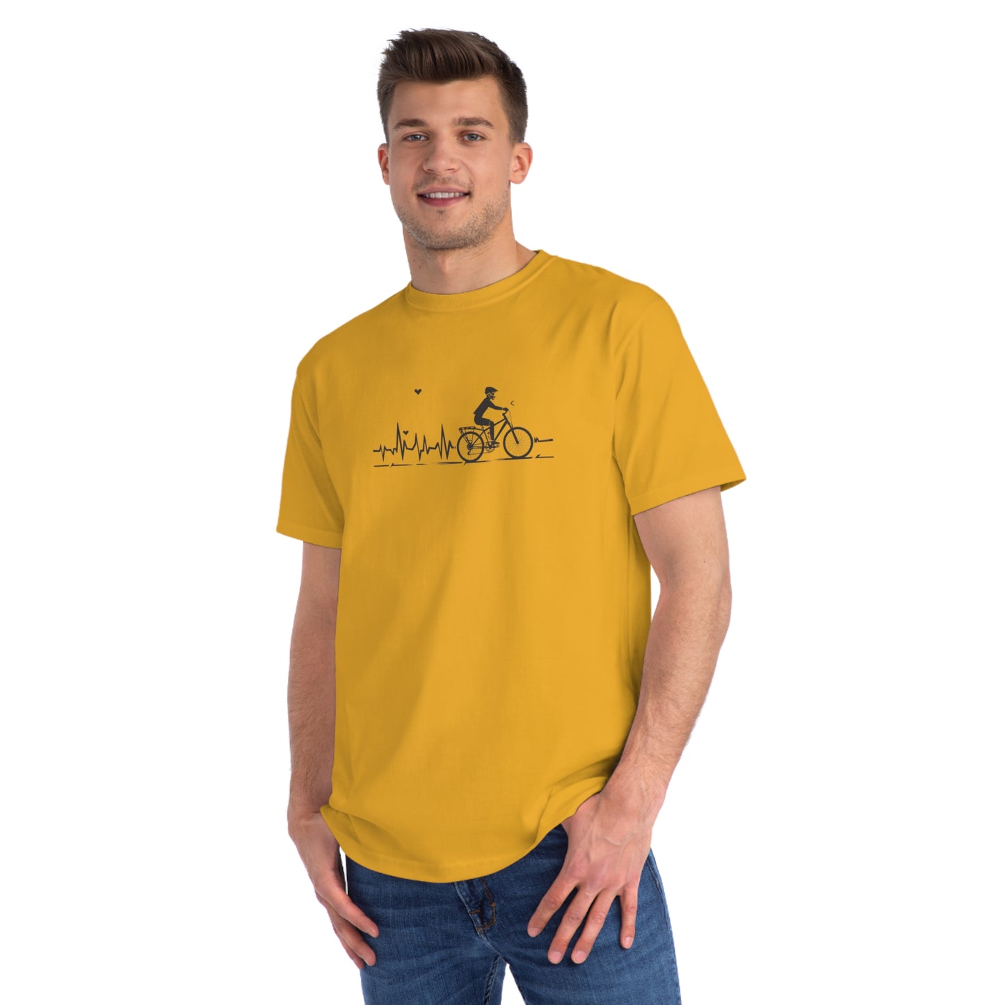 Ride in Rhythm: Minimalist Cyclist Heartbeat T-shirt - Unisex - BicycleWonders