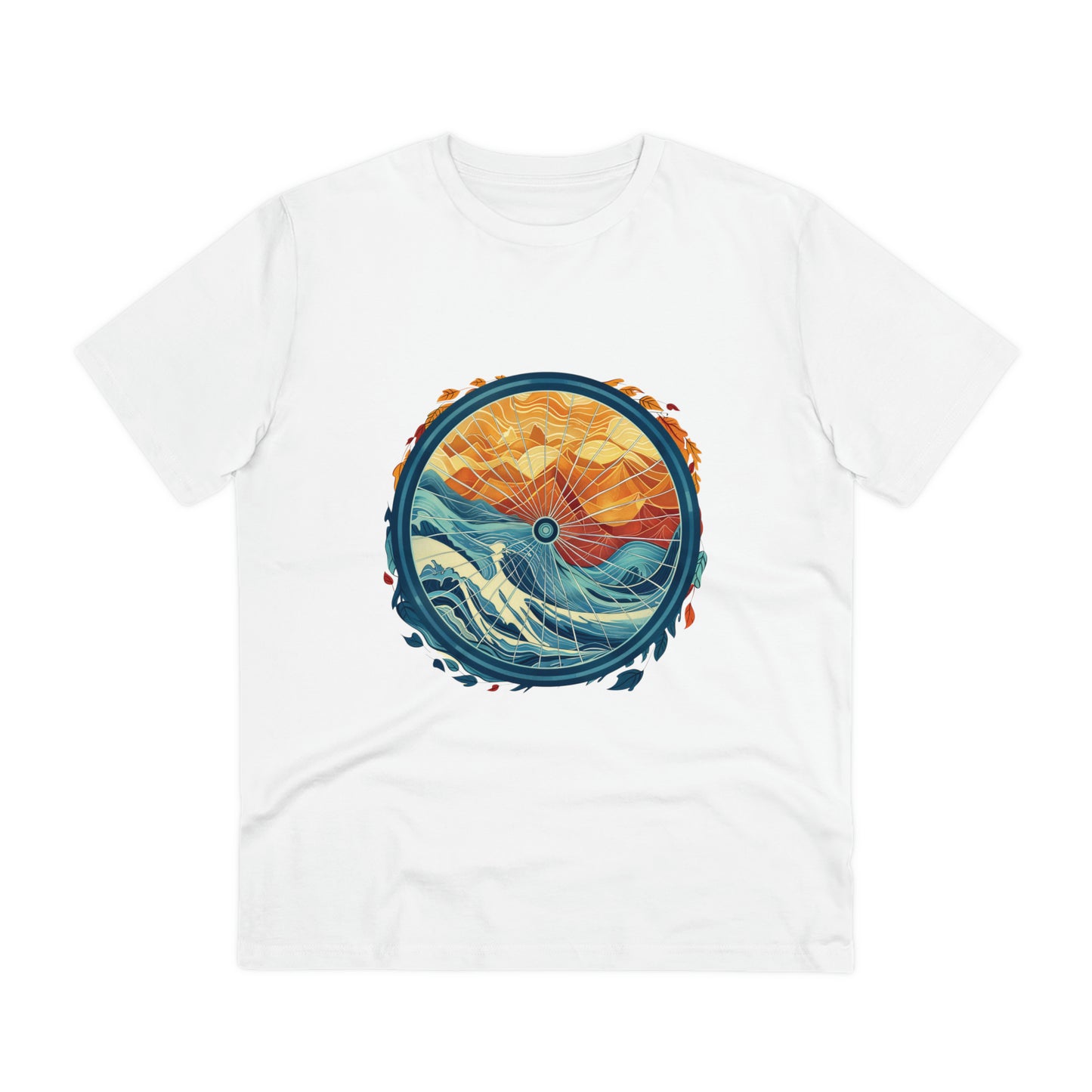 Nature's Harmony: Abstract Sun and Sea Cycle  T-shirt - Unisex - BicycleWonders