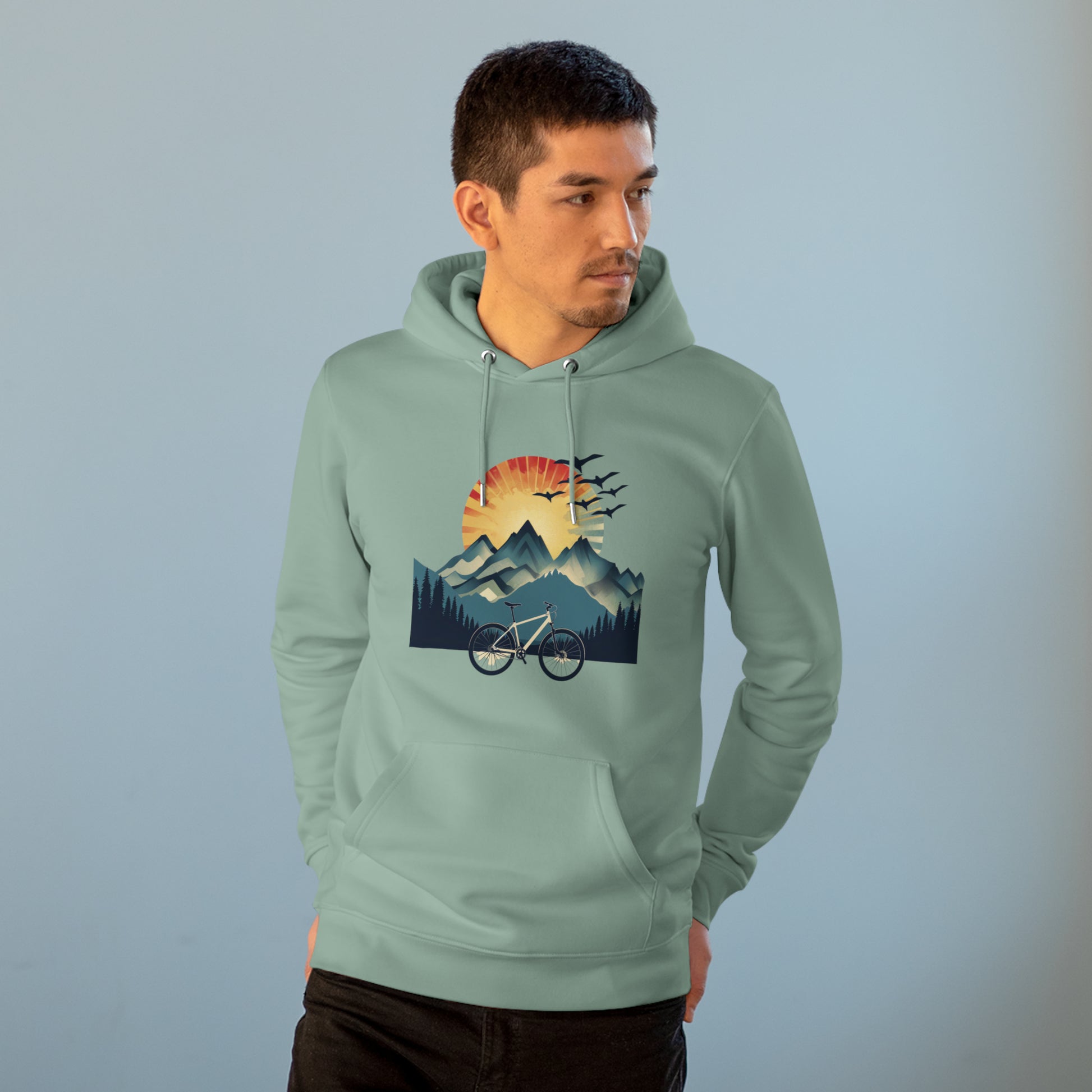 Dawn Rider: Majestic Mountain Cycling Hoodie - BicycleWonders