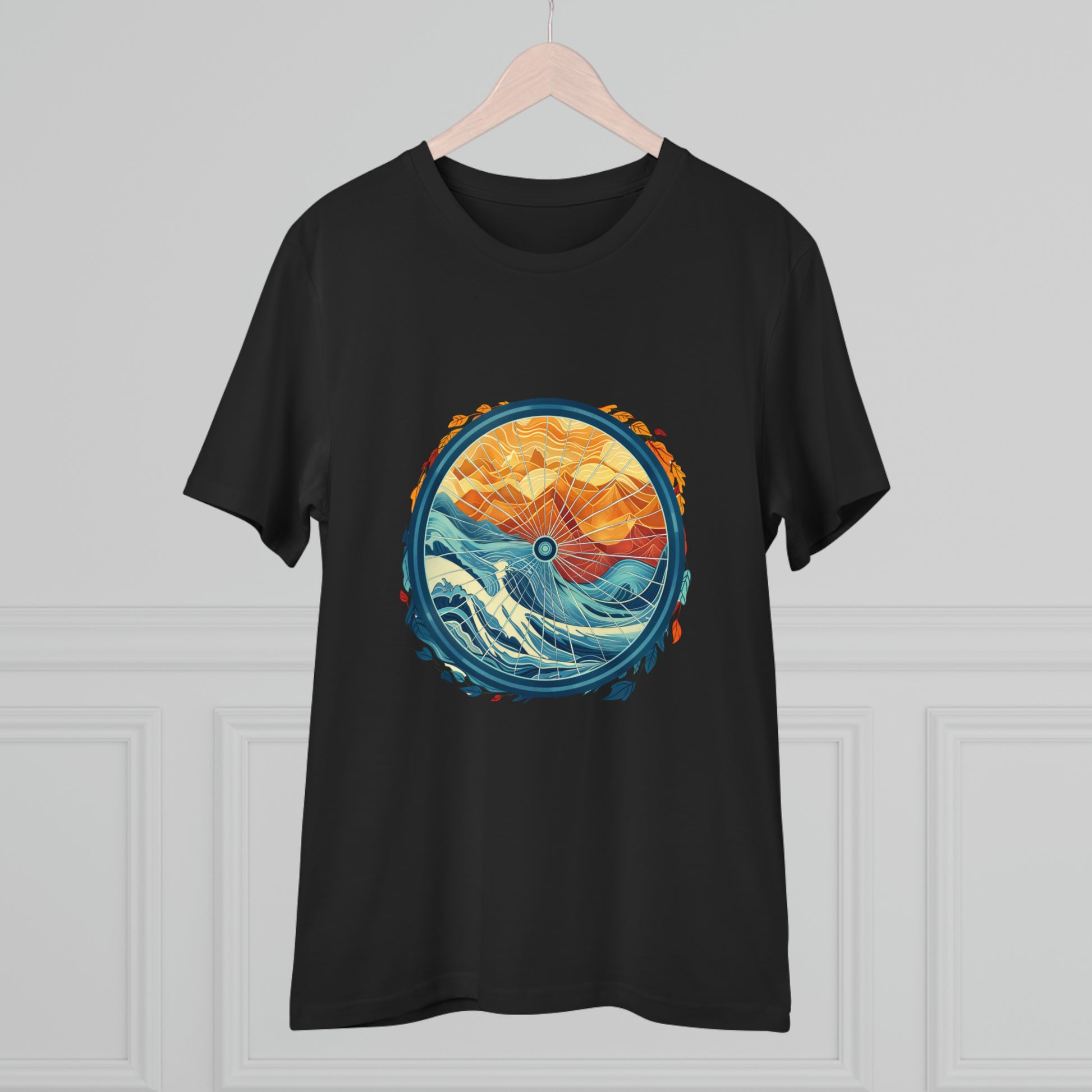 Nature's Harmony: Abstract Sun and Sea Cycle  T-shirt - Unisex - BicycleWonders