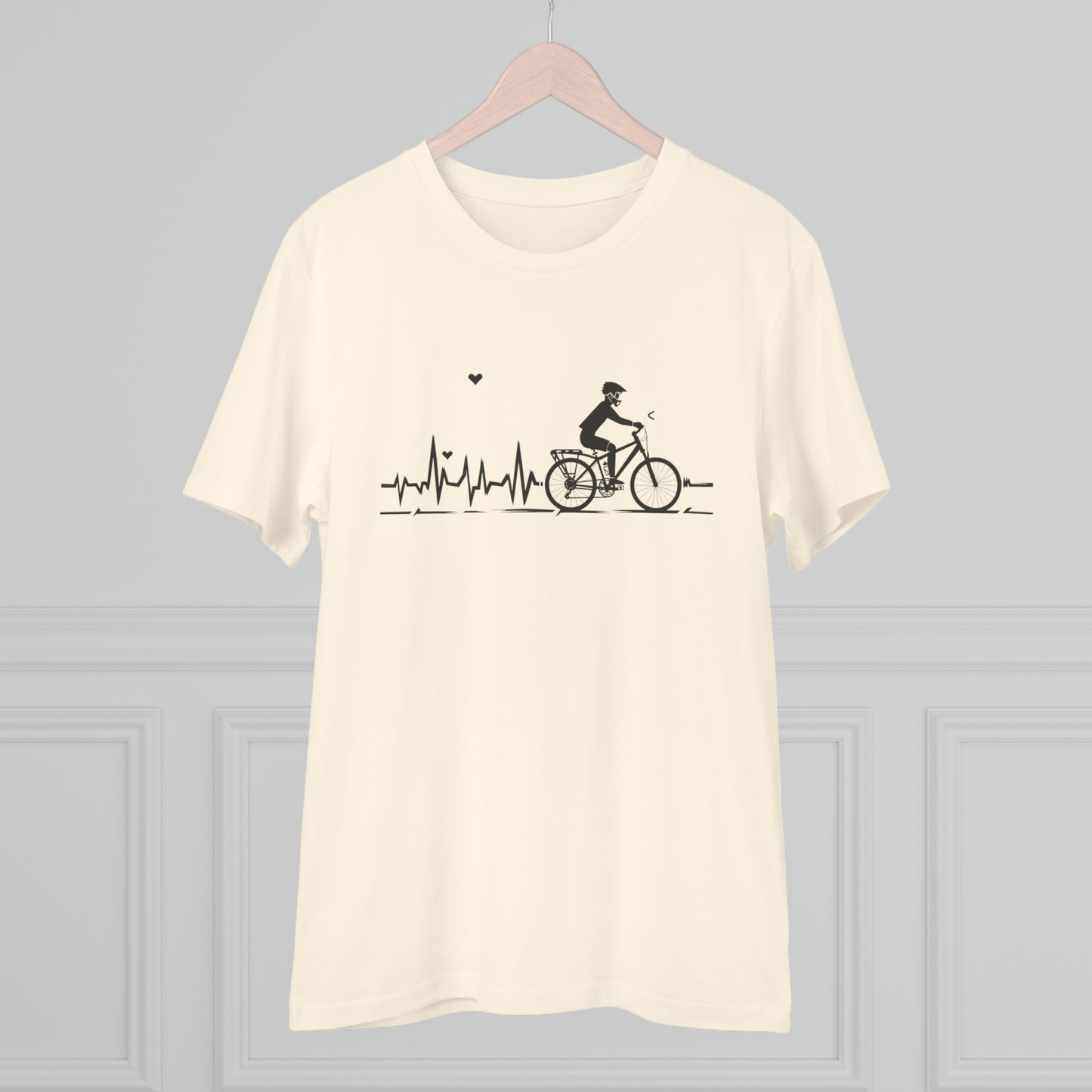 Ride in Rhythm: Minimalist Cyclist Heartbeat  T-shirt - Unisex - BicycleWonders