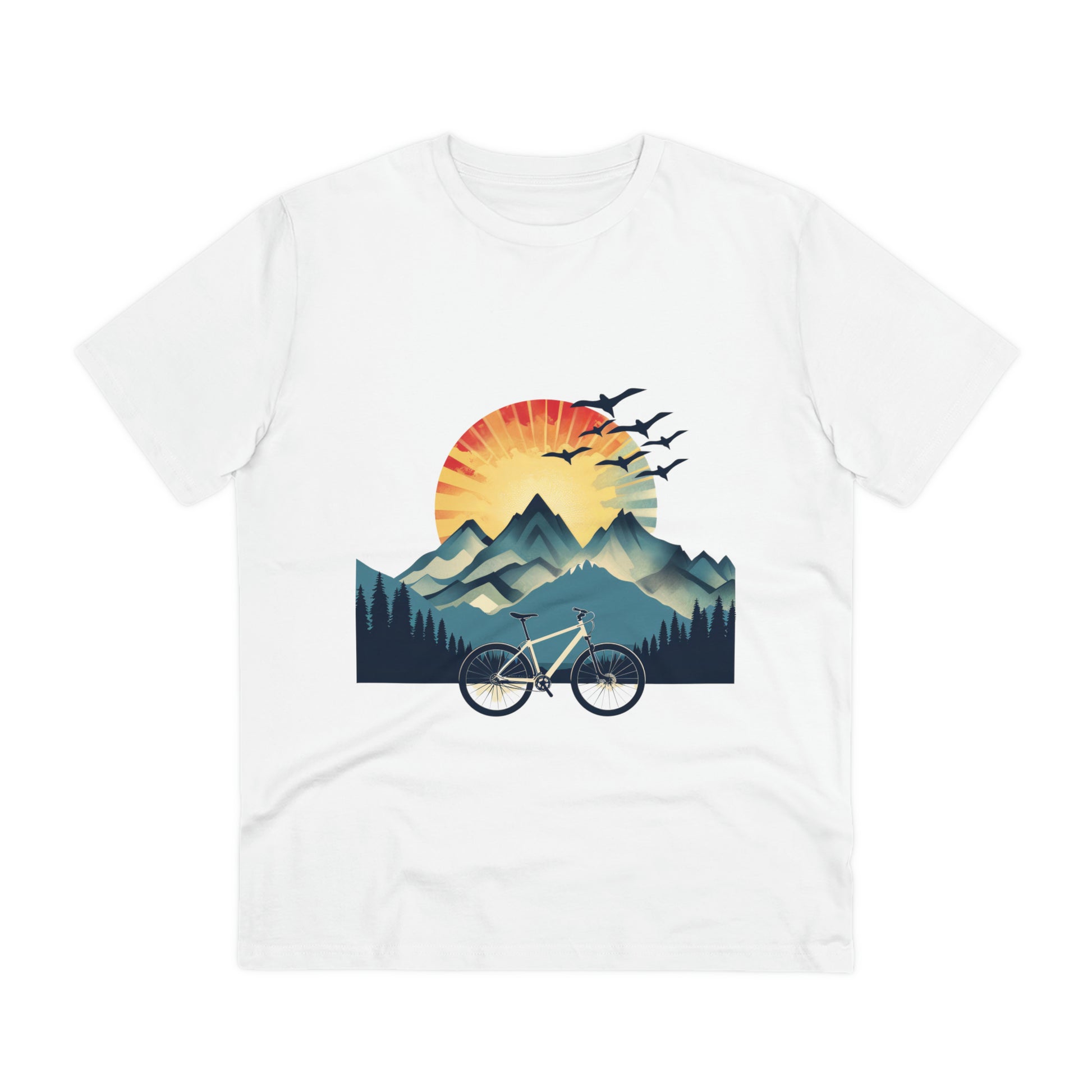 Dawn Rider: Majestic Mountain Cycling T-shirt - Unisex - BicycleWonders